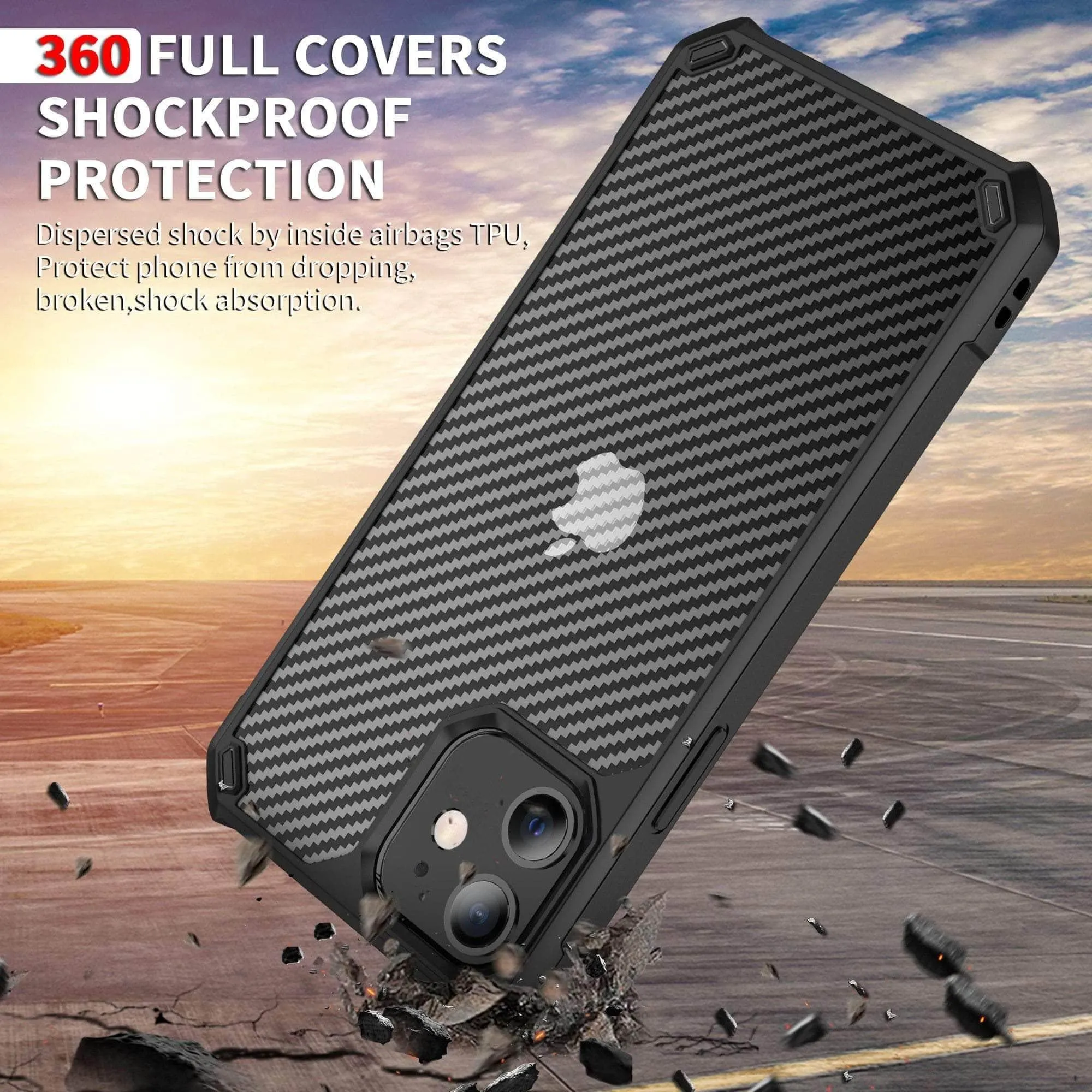 iPhone 13 Pro Max Airbag Carbon Fiber Shockproof Case