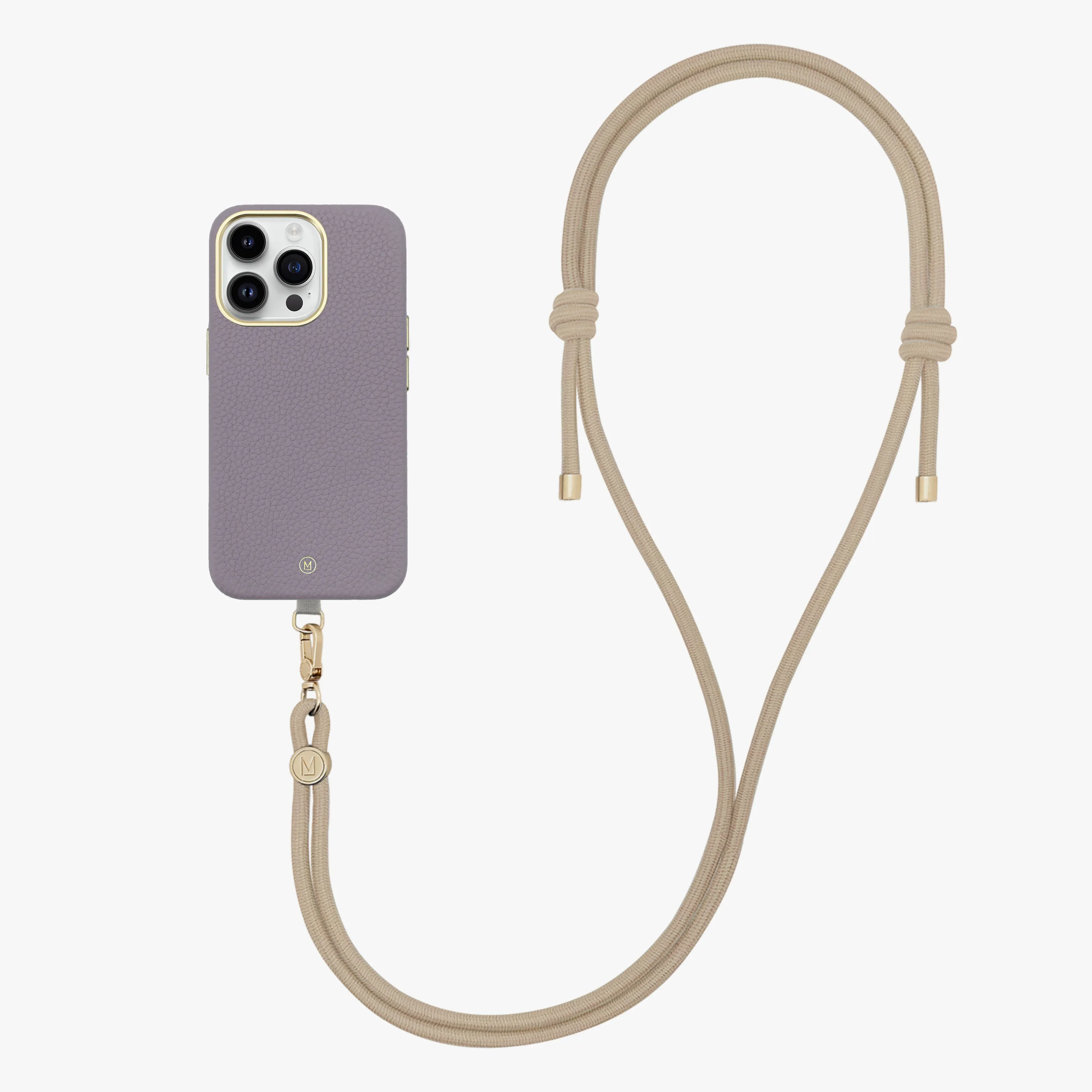 iPhone 14 Plus Leather MagSafe Case with Crossbody Rope Strap