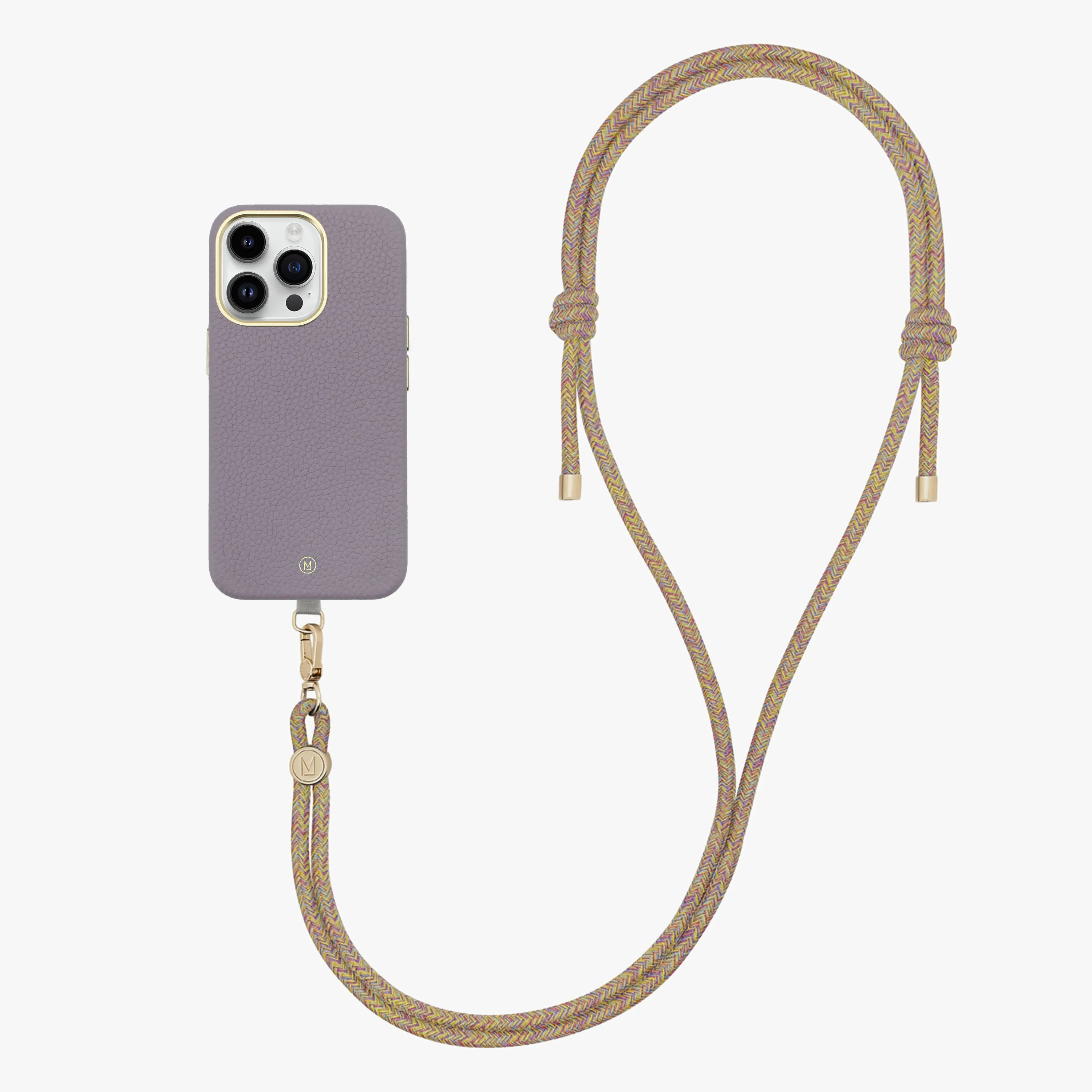 iPhone 14 Plus Leather MagSafe Case with Crossbody Rope Strap