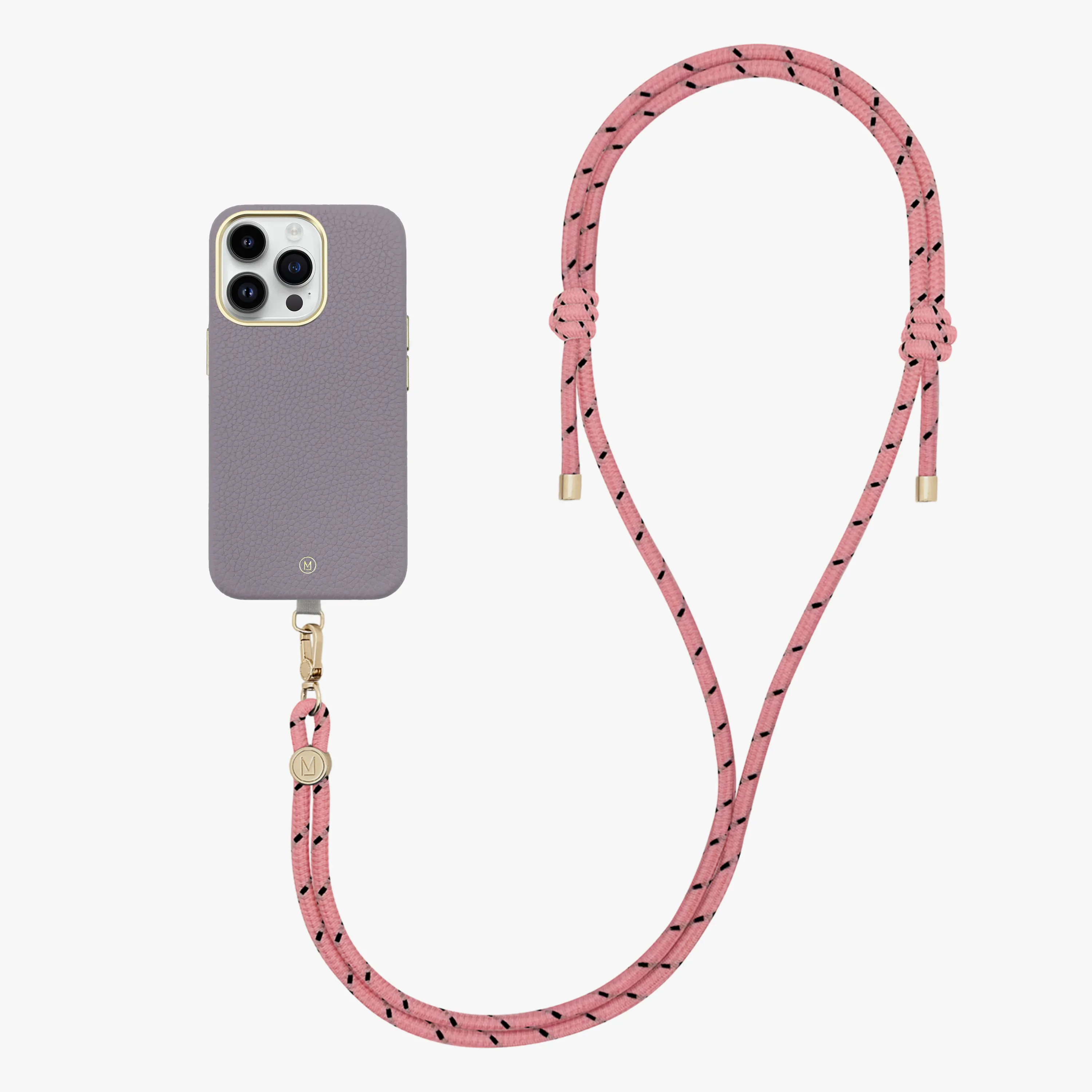 iPhone 14 Plus Leather MagSafe Case with Crossbody Rope Strap