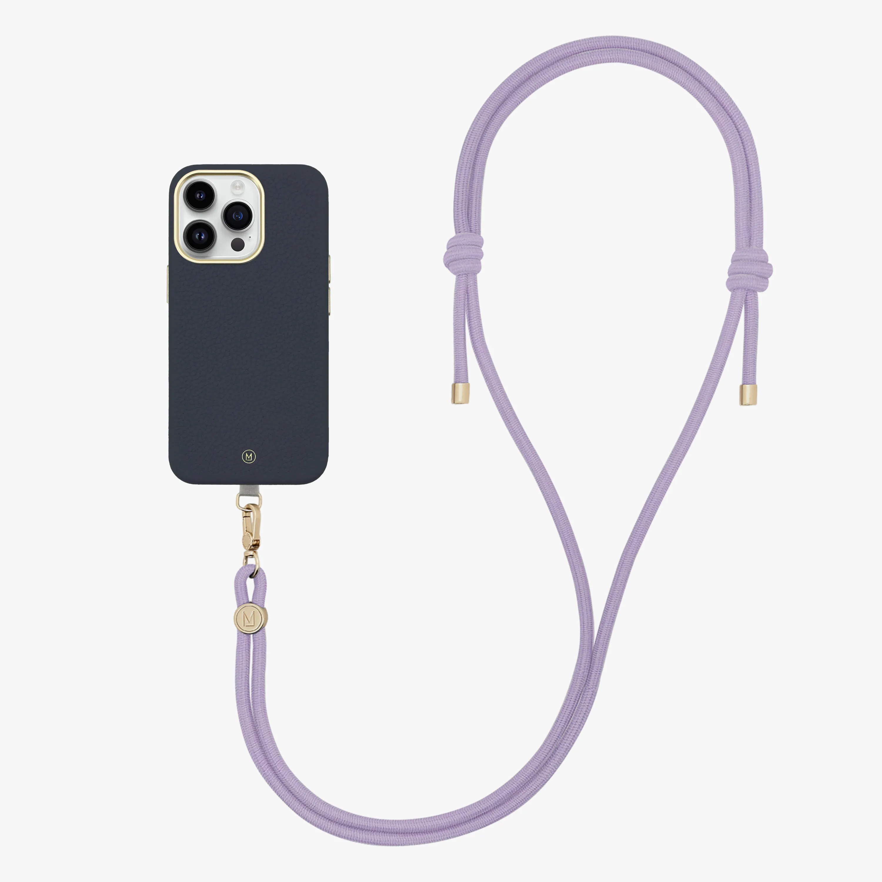iPhone 14 Plus Leather MagSafe Case with Crossbody Rope Strap