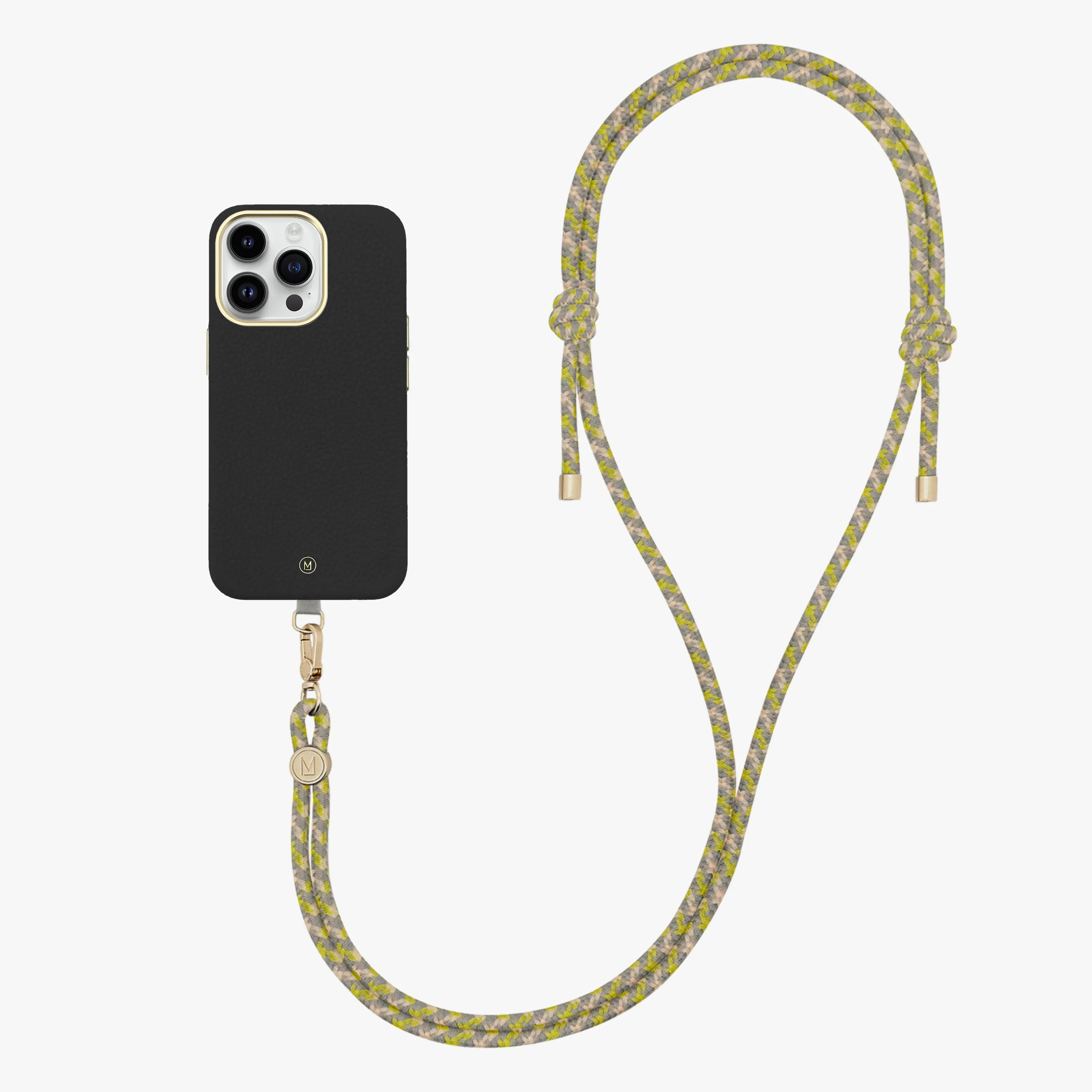 iPhone 14 Plus Leather MagSafe Case with Crossbody Rope Strap