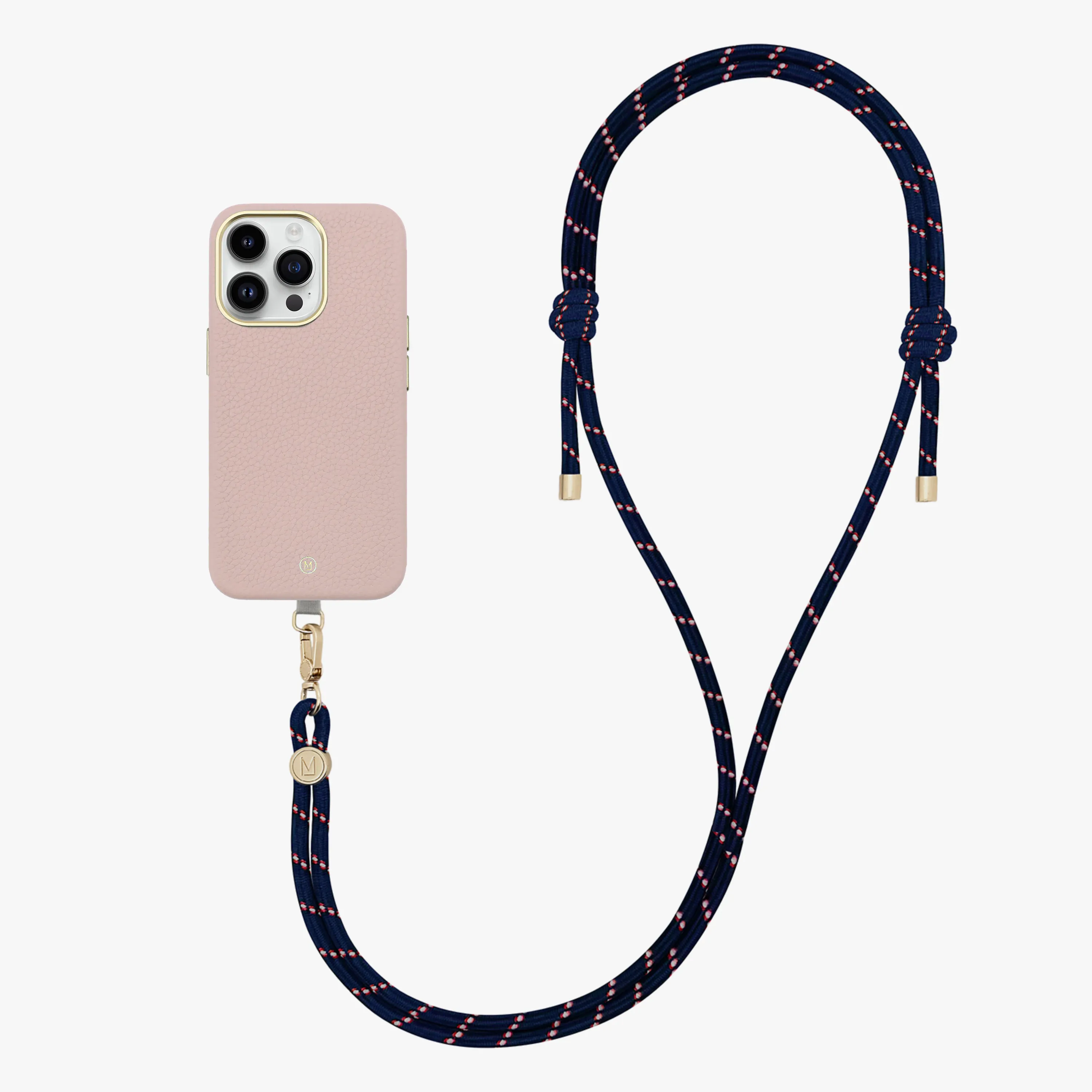 iPhone 14 Plus Leather MagSafe Case with Crossbody Rope Strap