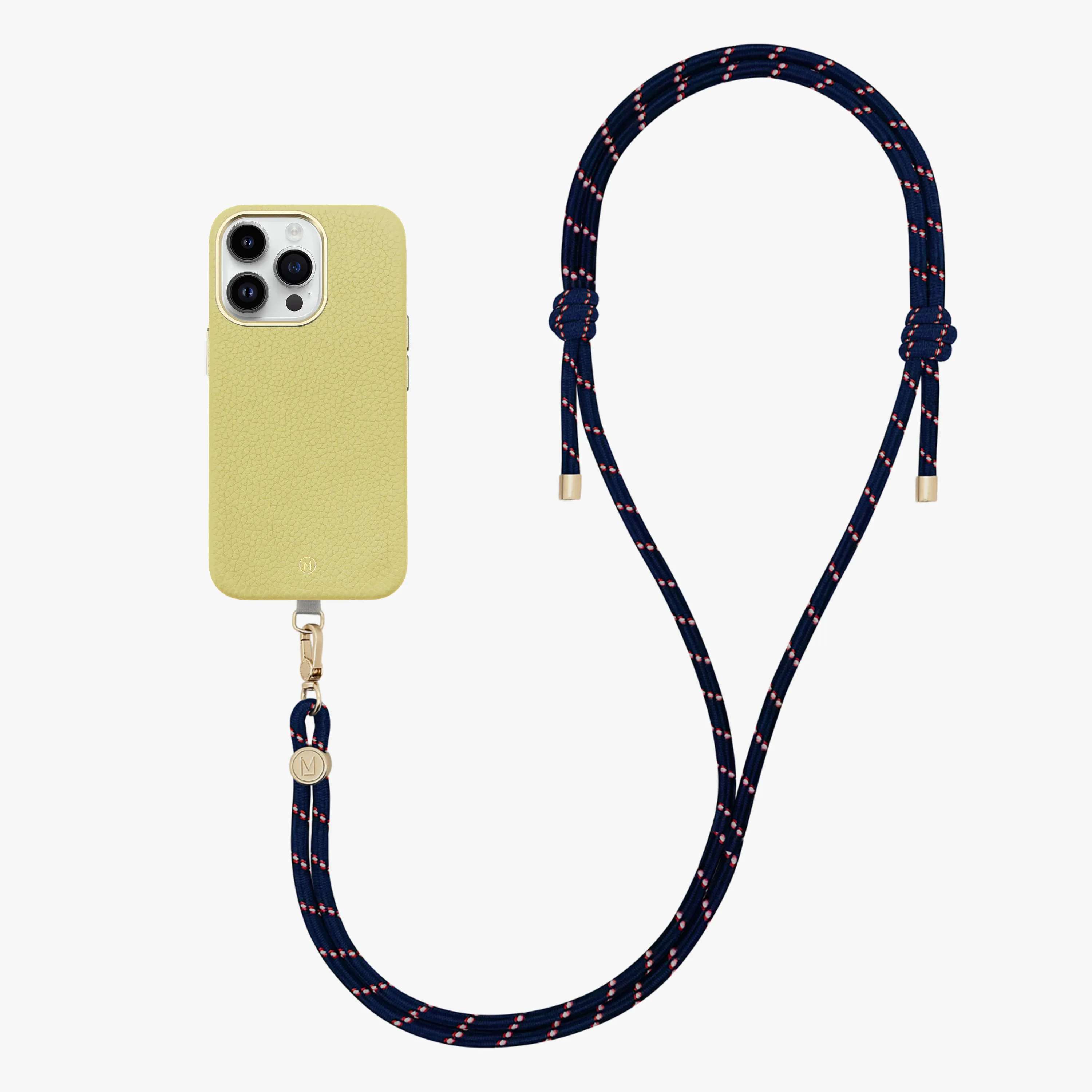 iPhone 14 Plus Leather MagSafe Case with Crossbody Rope Strap