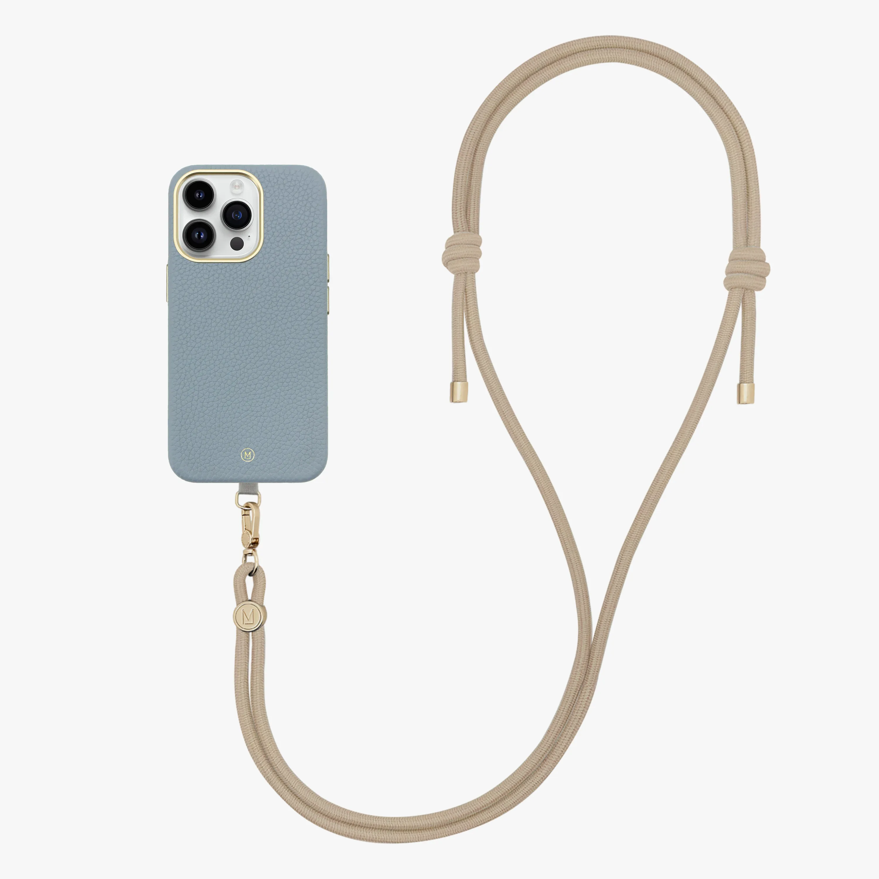 iPhone 14 Plus Leather MagSafe Case with Crossbody Rope Strap