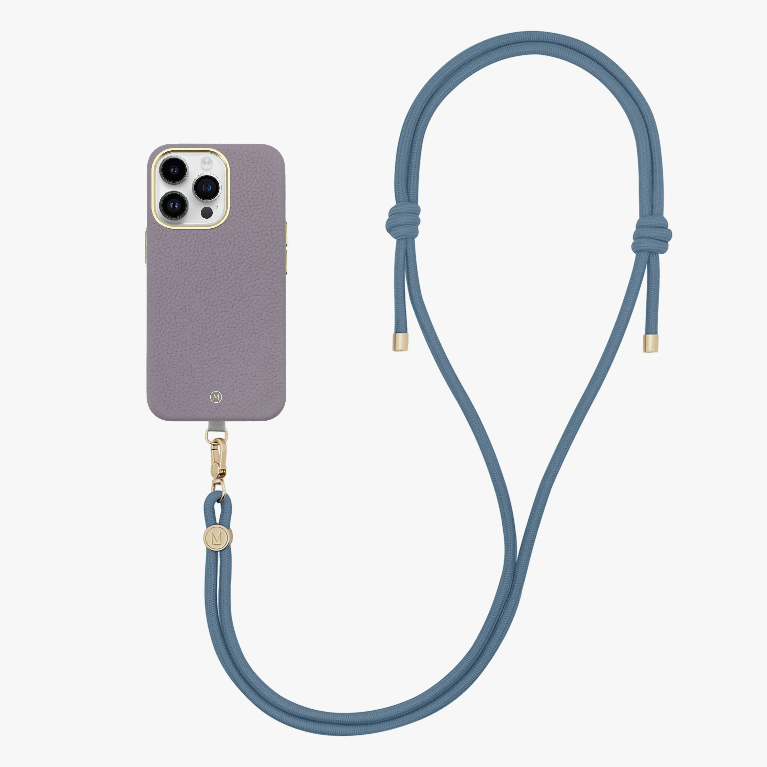 iPhone 14 Plus Leather MagSafe Case with Crossbody Rope Strap