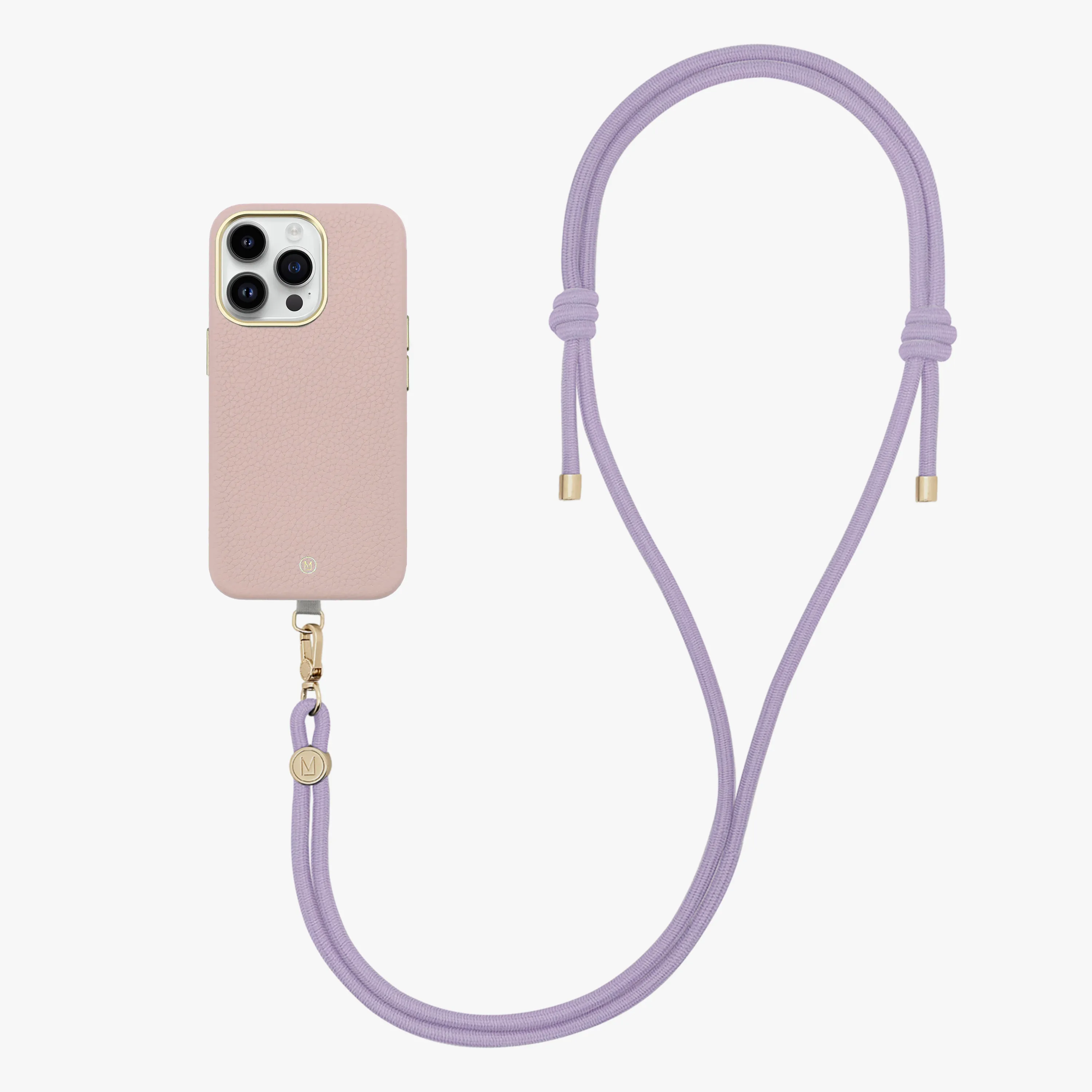iPhone 14 Plus Leather MagSafe Case with Crossbody Rope Strap