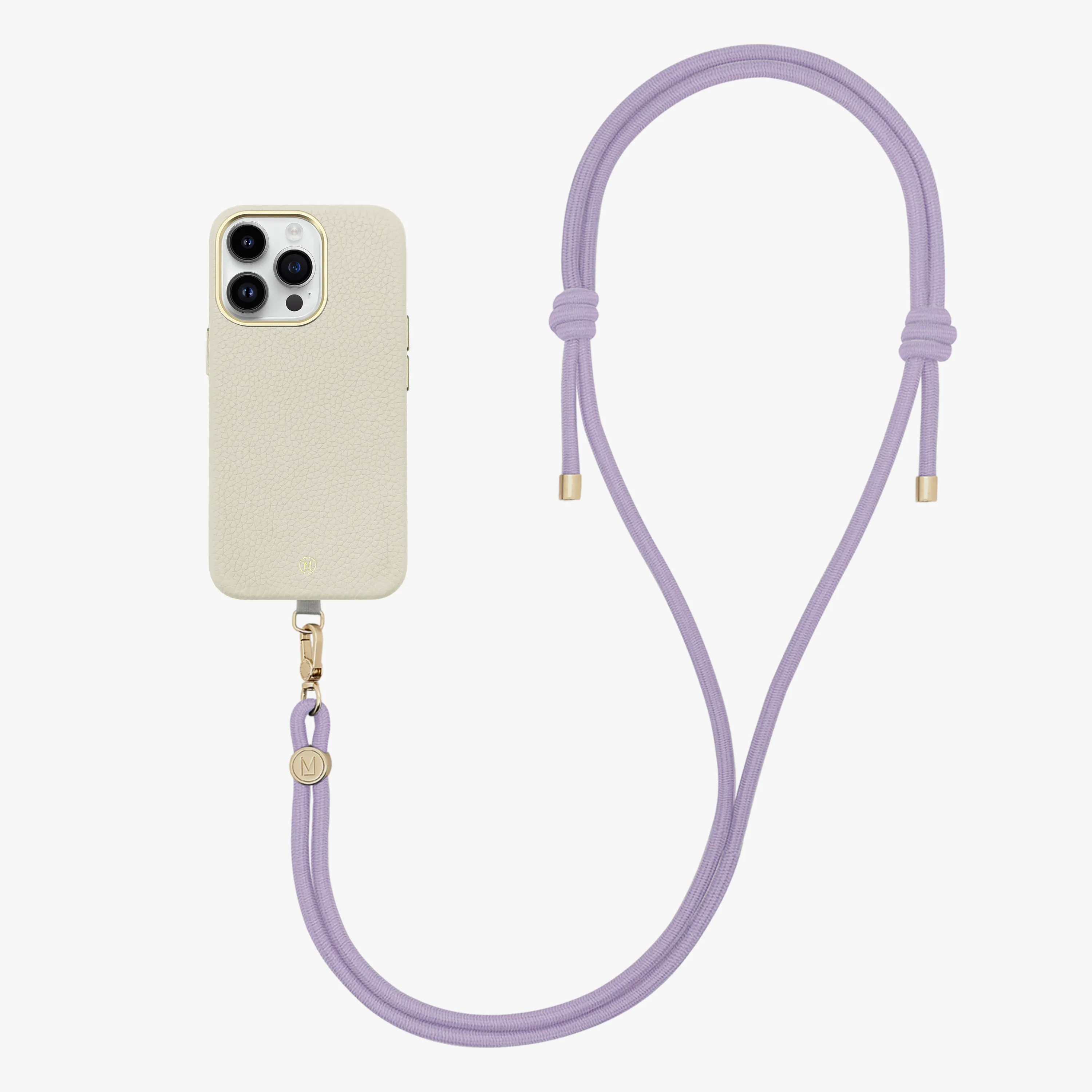 iPhone 14 Plus Leather MagSafe Case with Crossbody Rope Strap