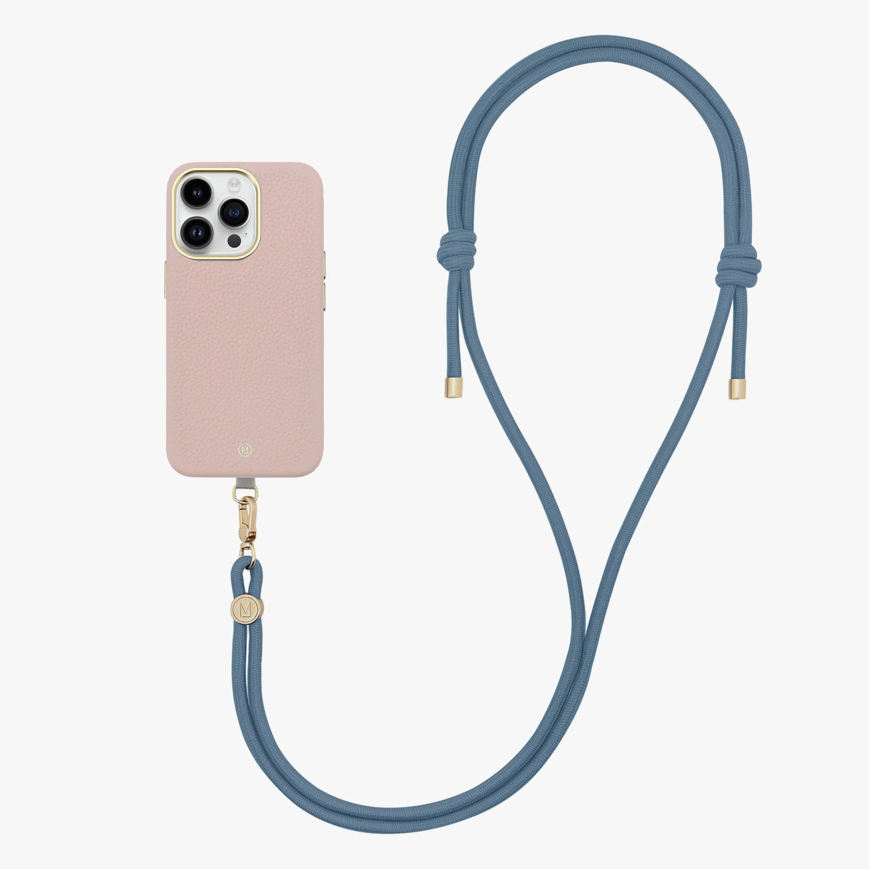iPhone 14 Plus Leather MagSafe Case with Crossbody Rope Strap