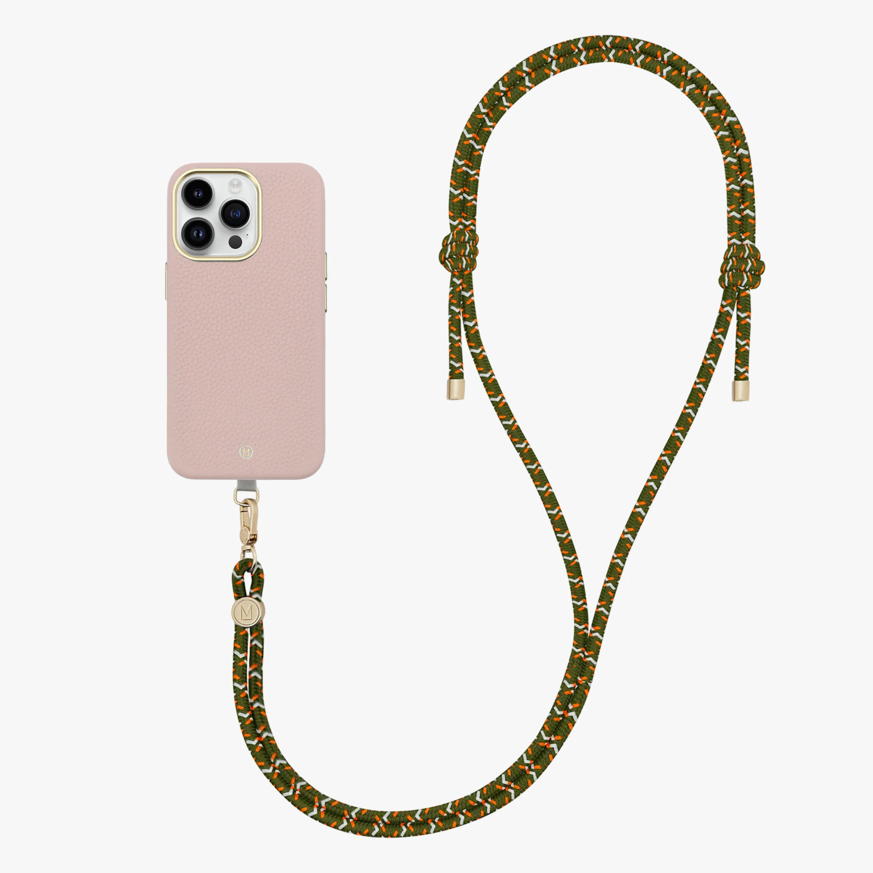 iPhone 14 Plus Leather MagSafe Case with Crossbody Rope Strap