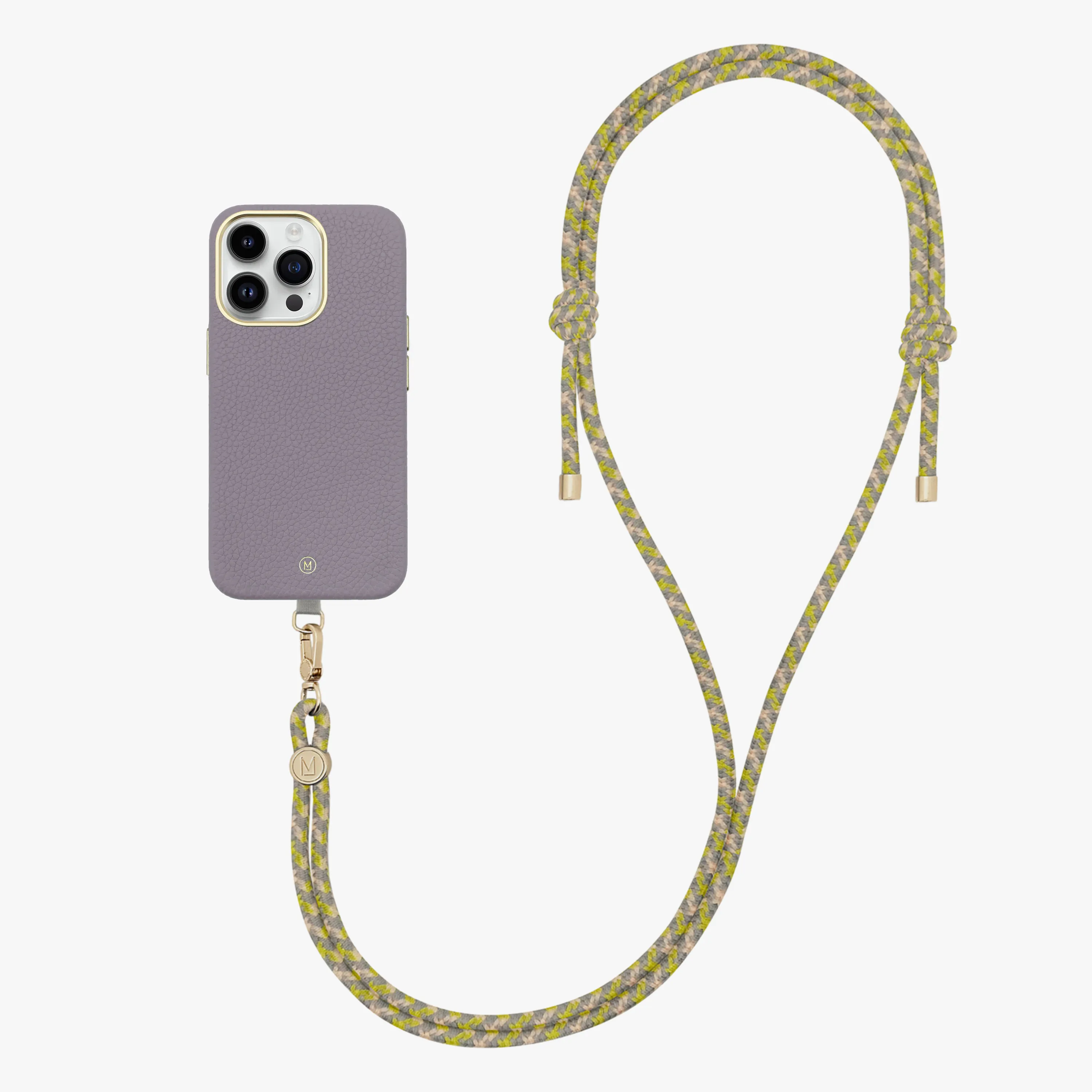 iPhone 14 Plus Leather MagSafe Case with Crossbody Rope Strap