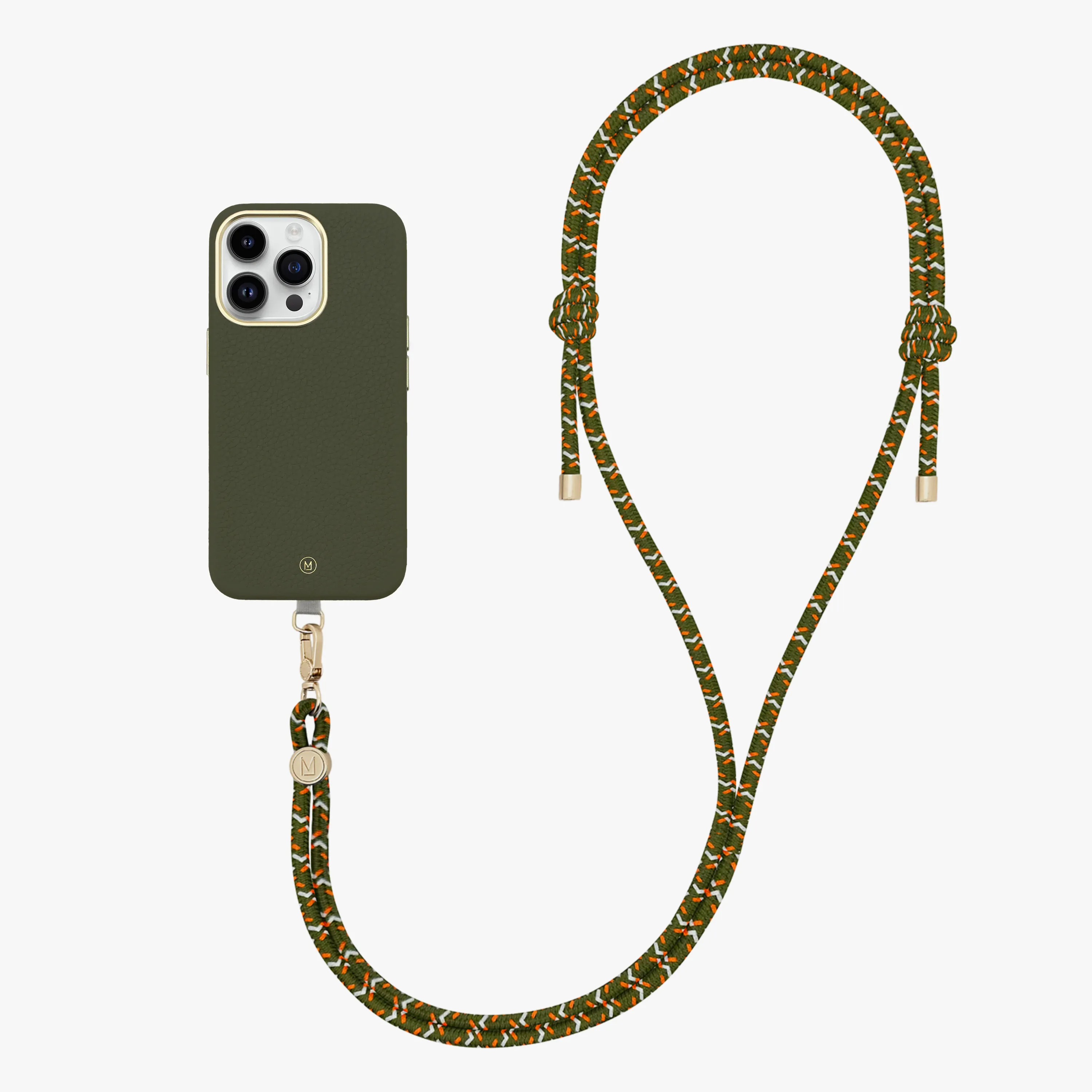 iPhone 14 Plus Leather MagSafe Case with Crossbody Rope Strap