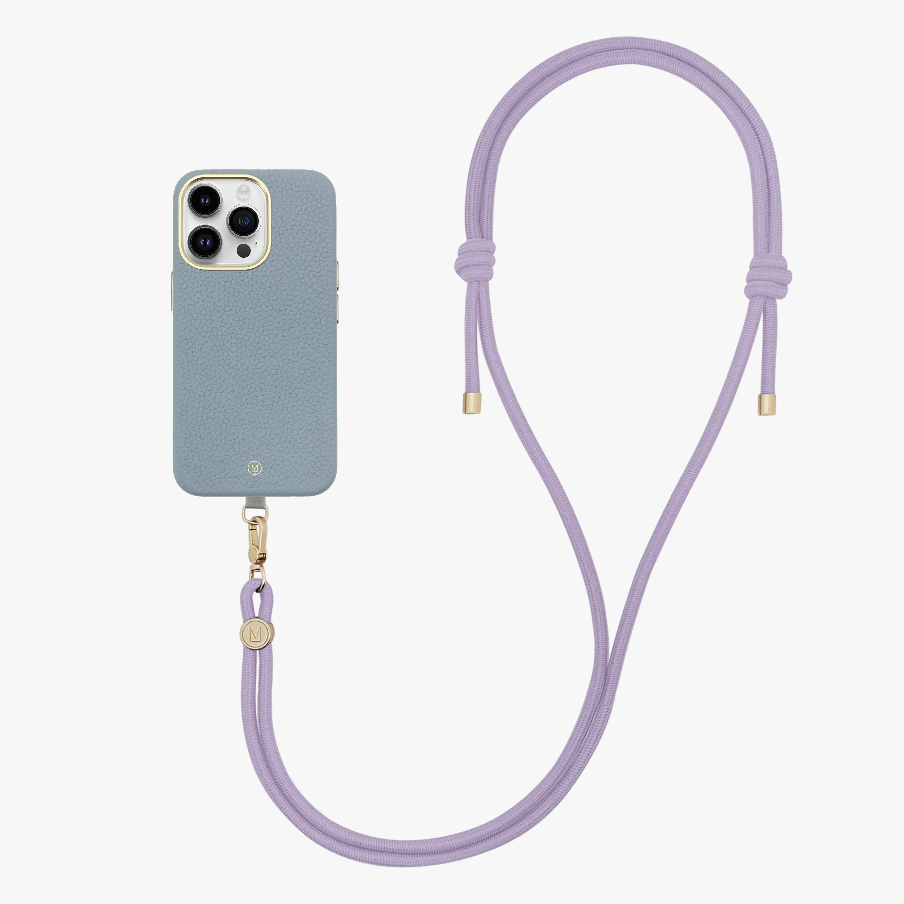 iPhone 14 Plus Leather MagSafe Case with Crossbody Rope Strap