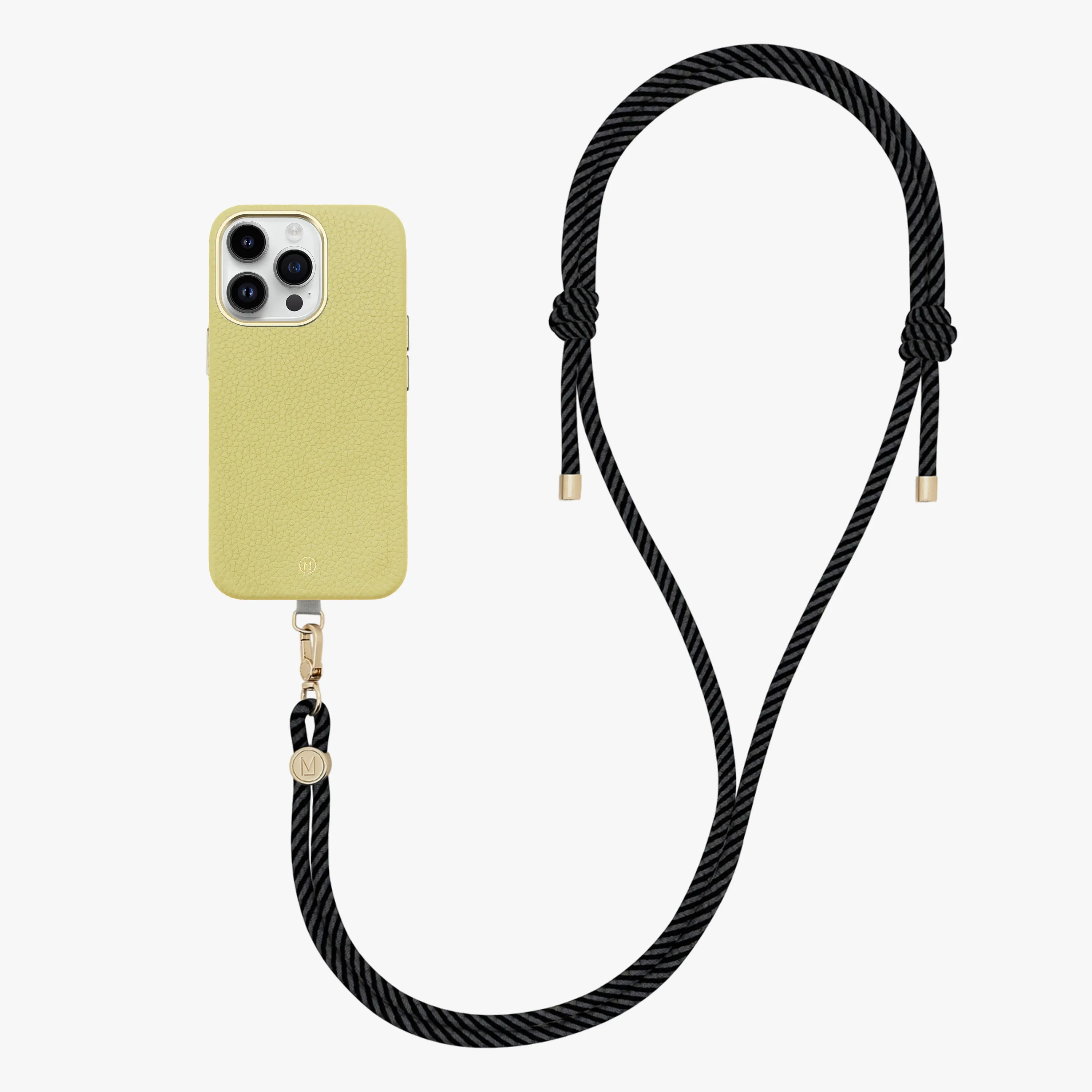 iPhone 14 Plus Leather MagSafe Case with Crossbody Rope Strap