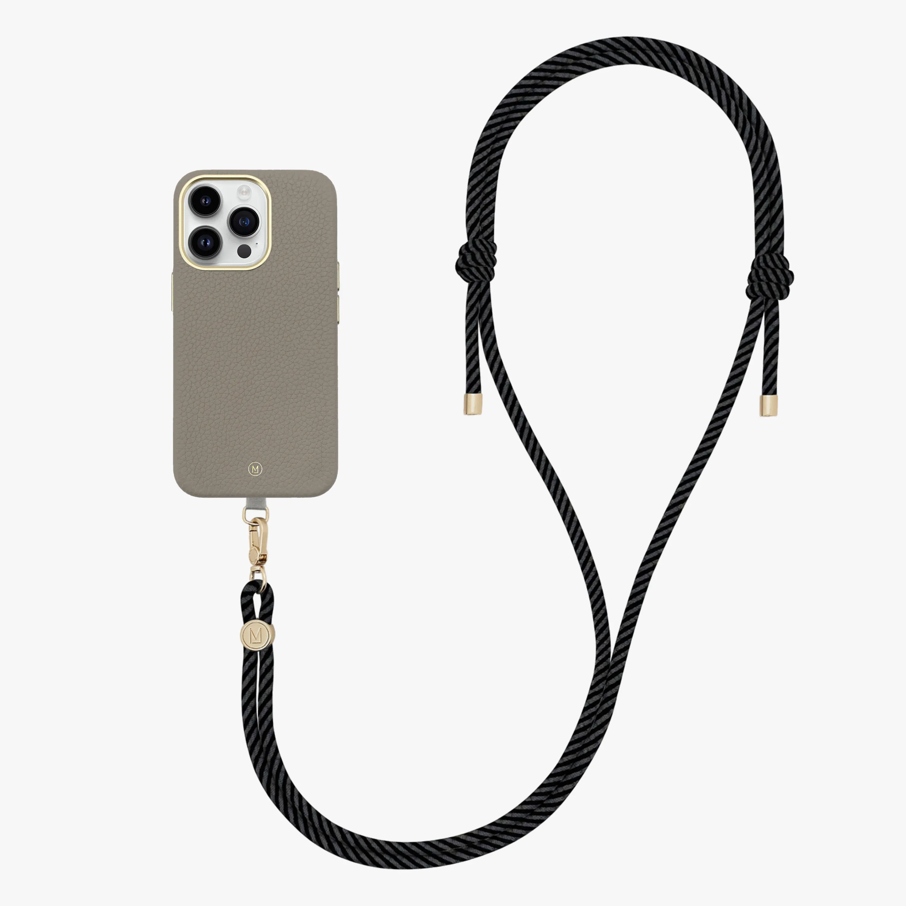 iPhone 14 Plus Leather MagSafe Case with Crossbody Rope Strap
