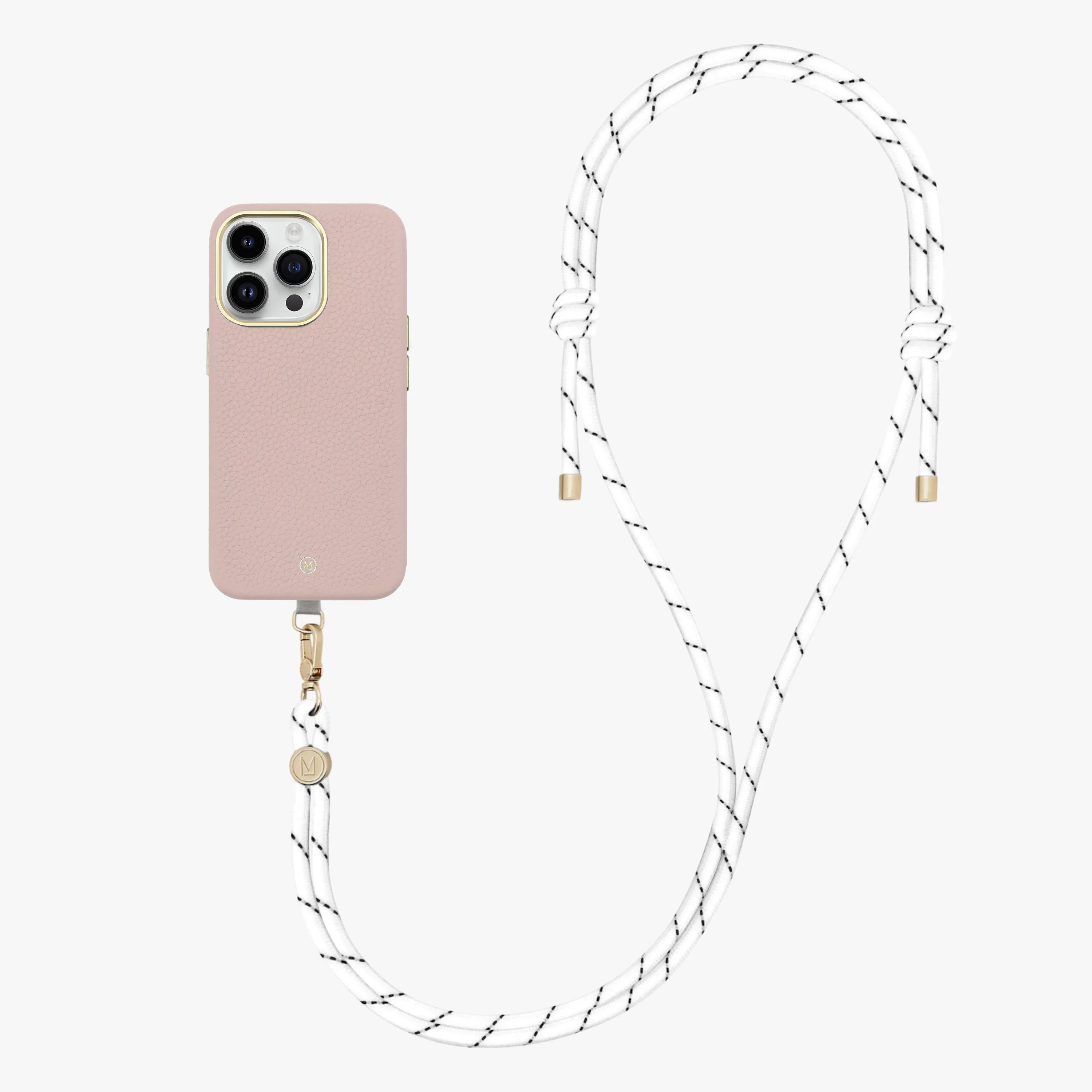 iPhone 14 Plus Leather MagSafe Case with Crossbody Rope Strap