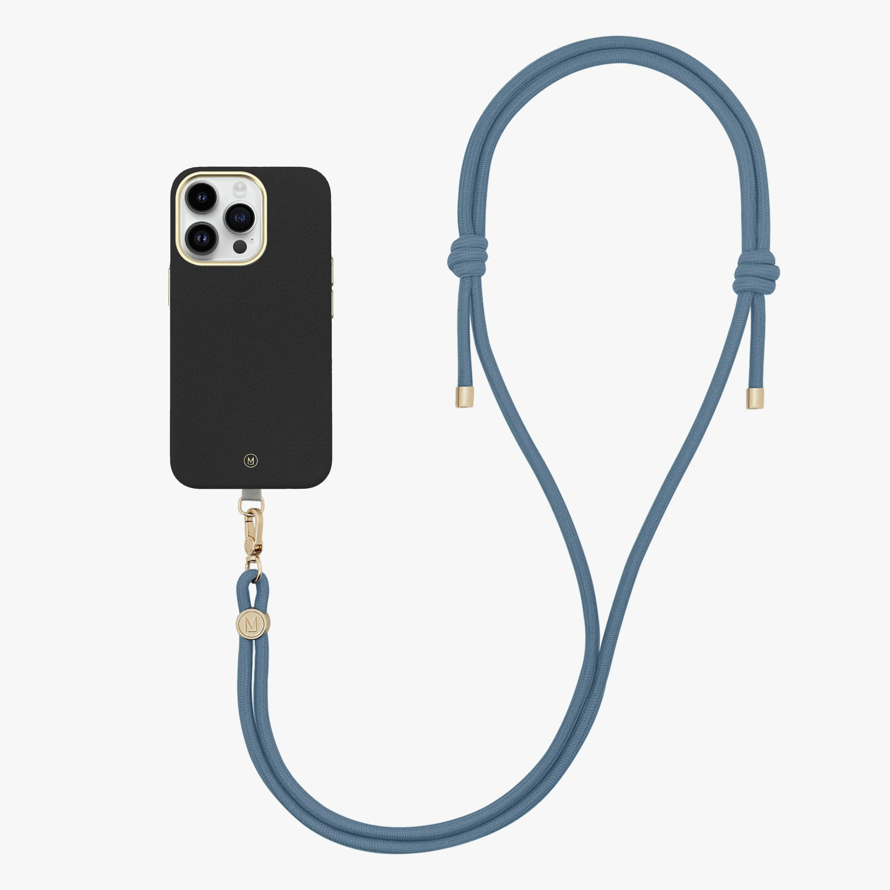 iPhone 14 Plus Leather MagSafe Case with Crossbody Rope Strap