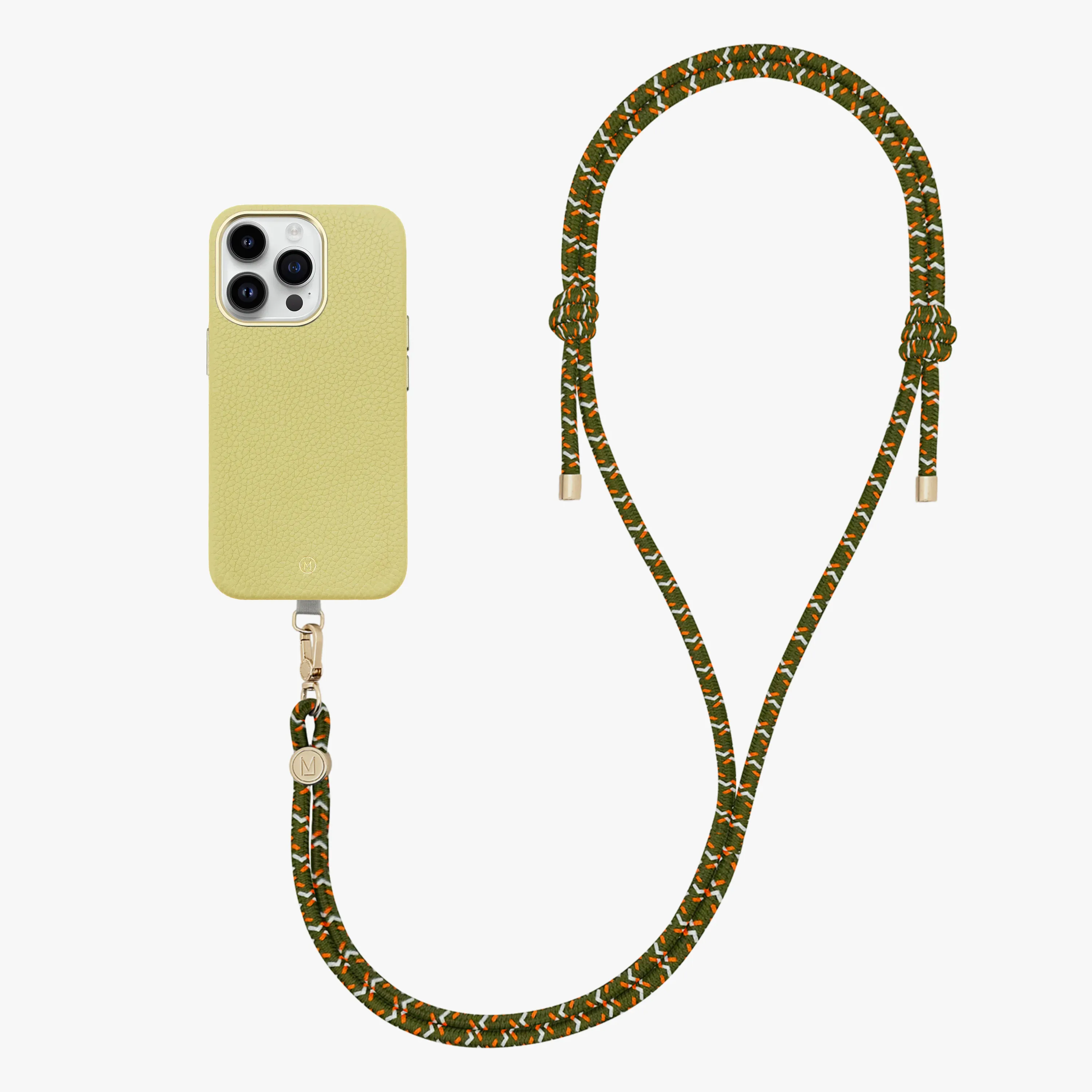 iPhone 14 Plus Leather MagSafe Case with Crossbody Rope Strap