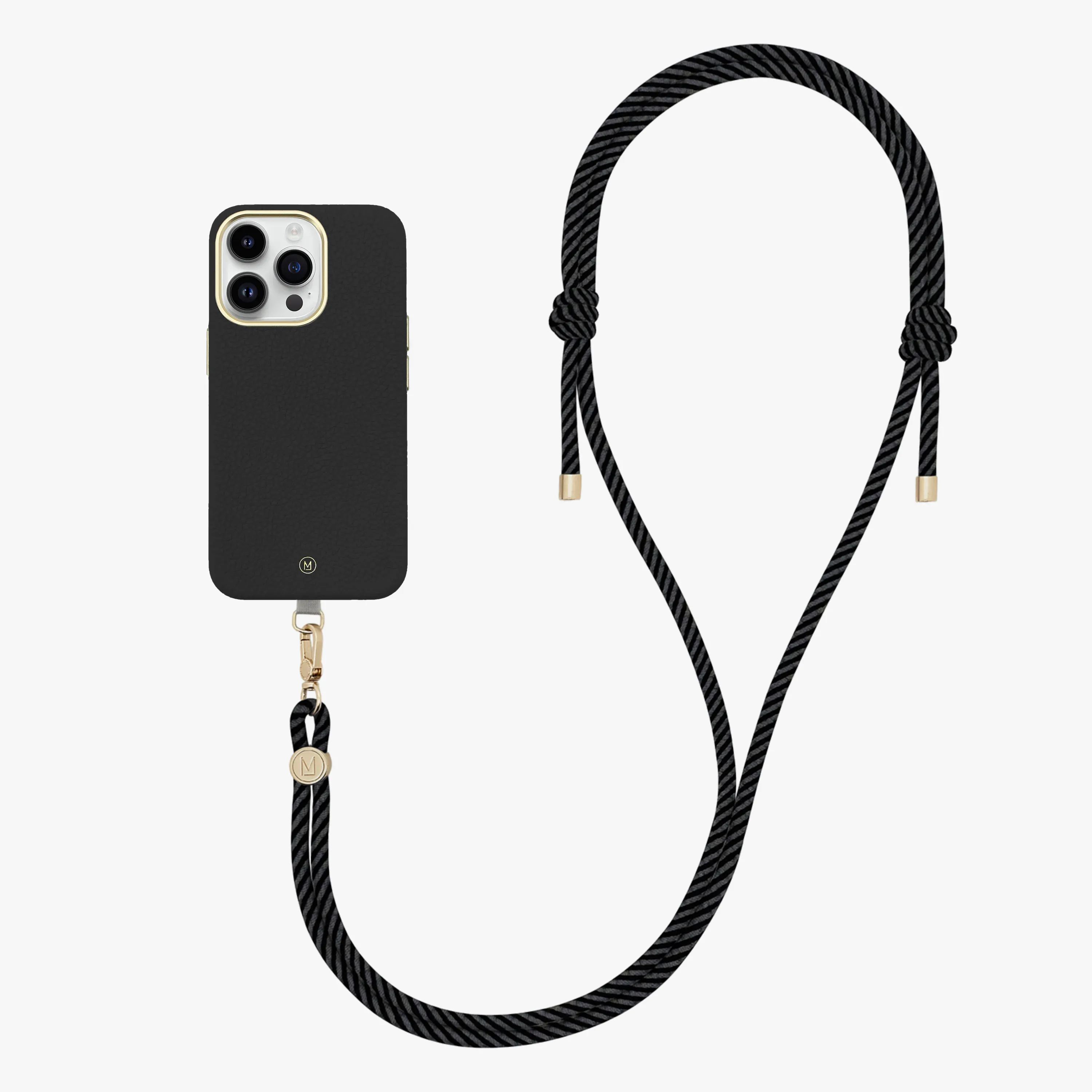 iPhone 14 Plus Leather MagSafe Case with Crossbody Rope Strap