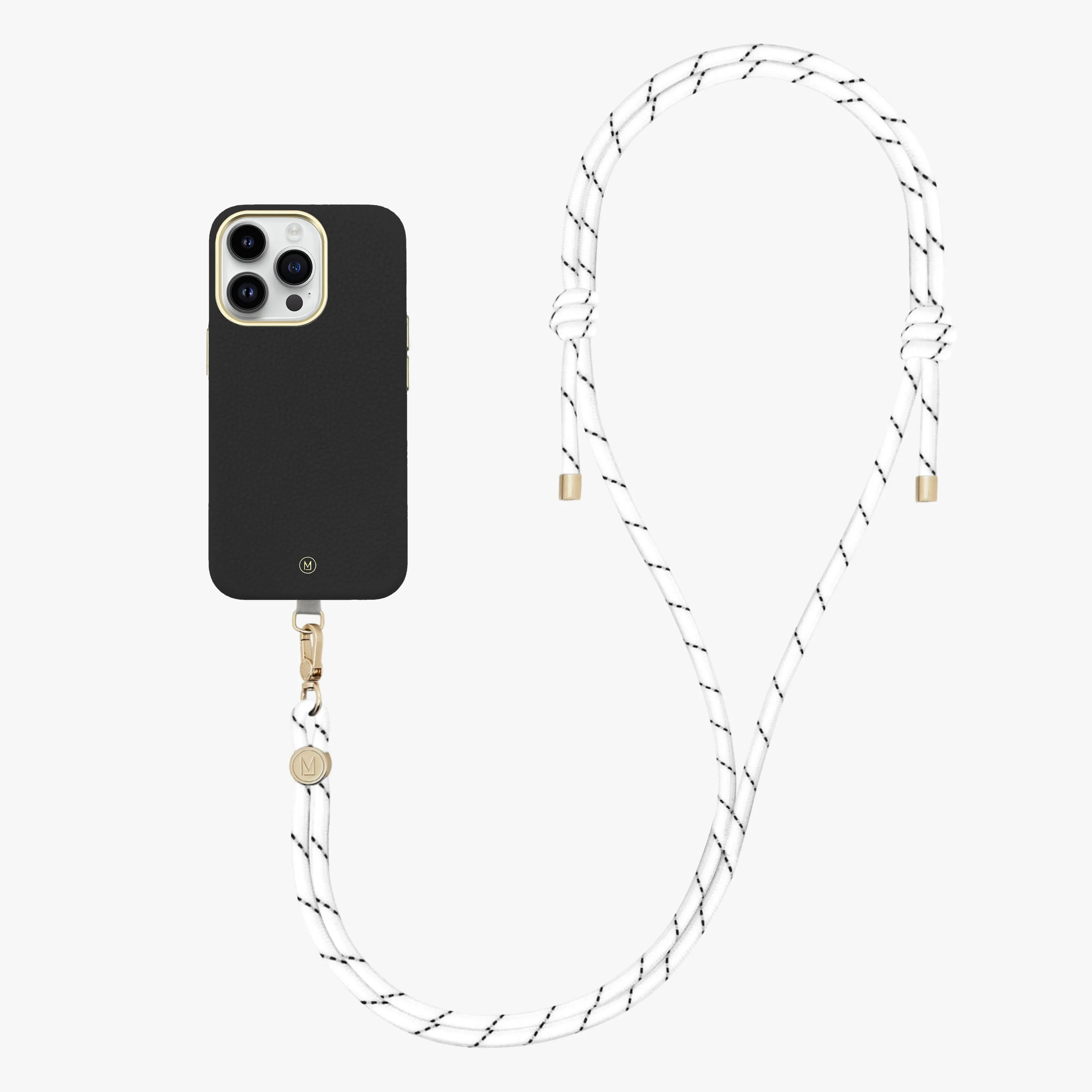 iPhone 14 Plus Leather MagSafe Case with Crossbody Rope Strap