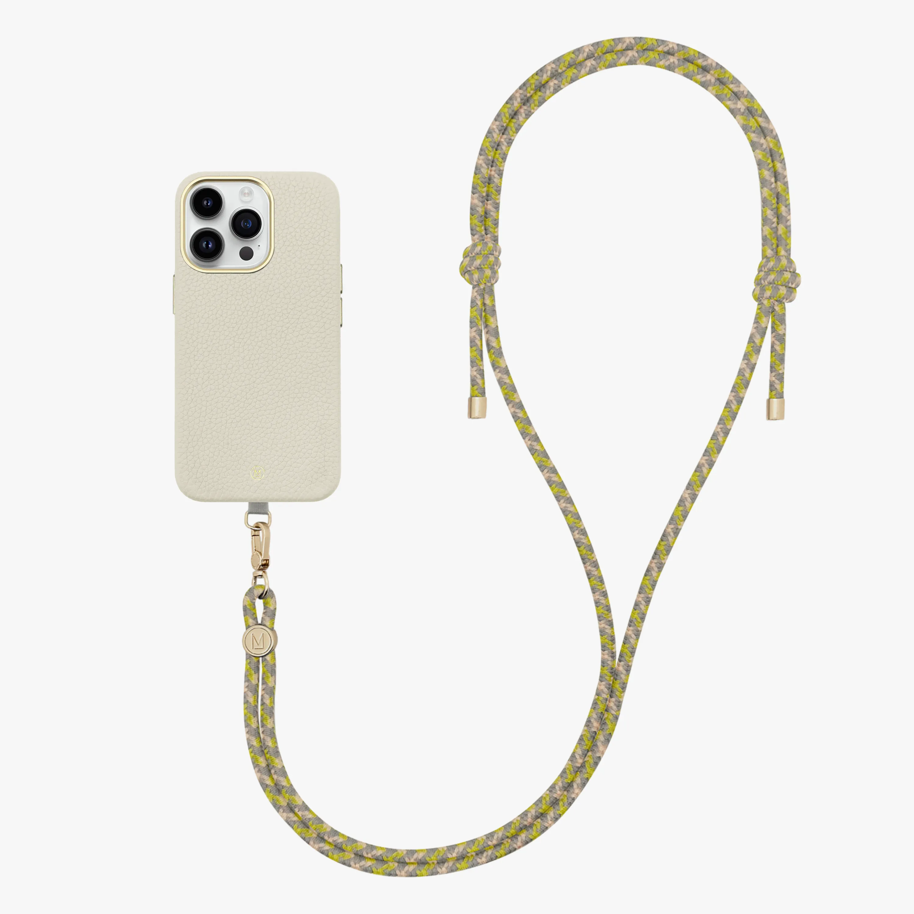 iPhone 14 Plus Leather MagSafe Case with Crossbody Rope Strap
