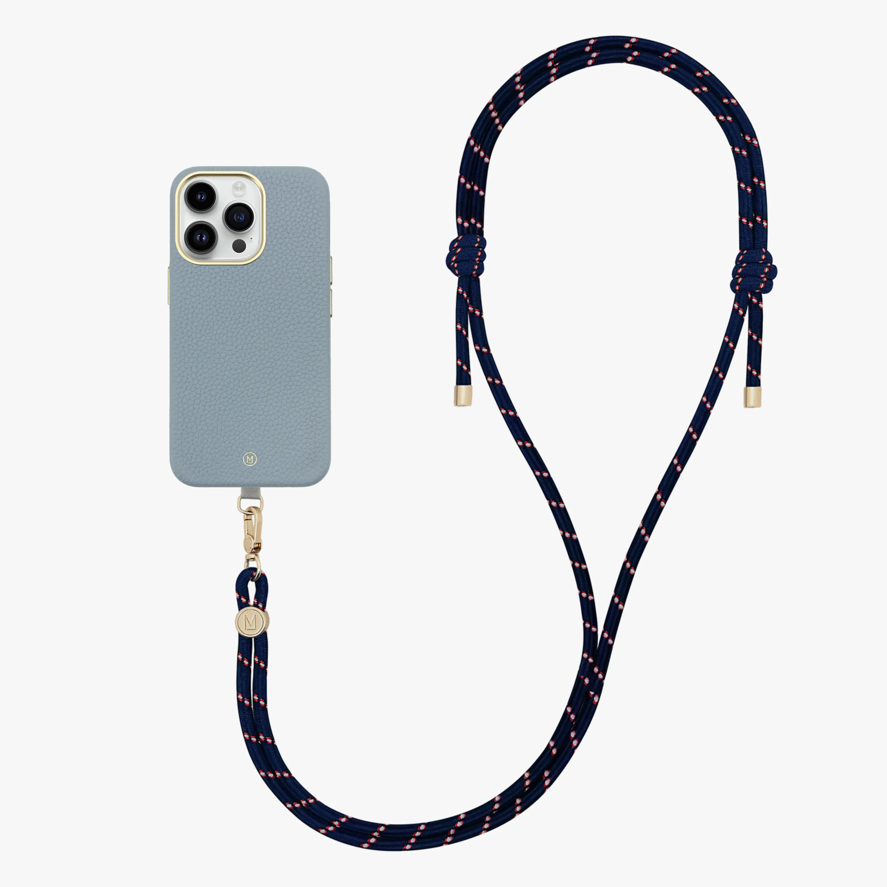 iPhone 14 Plus Leather MagSafe Case with Crossbody Rope Strap