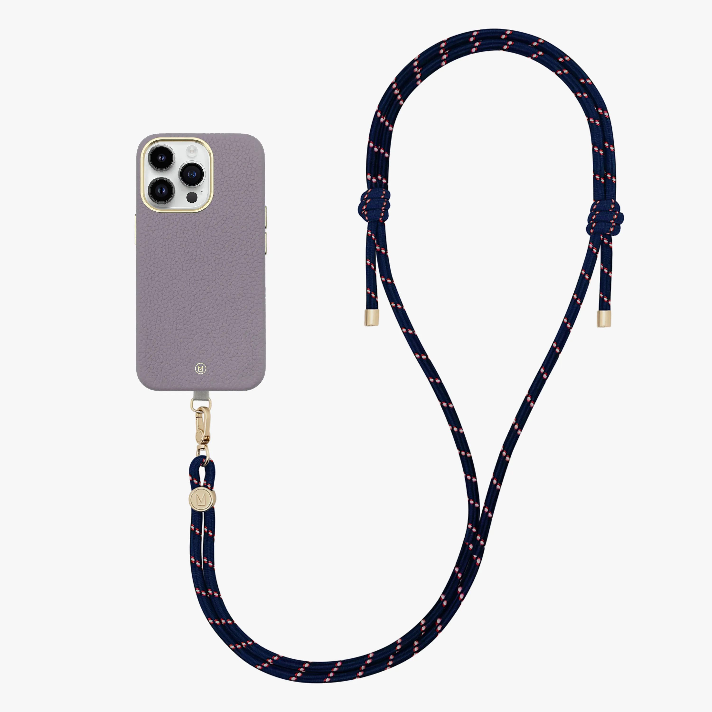 iPhone 14 Plus Leather MagSafe Case with Crossbody Rope Strap
