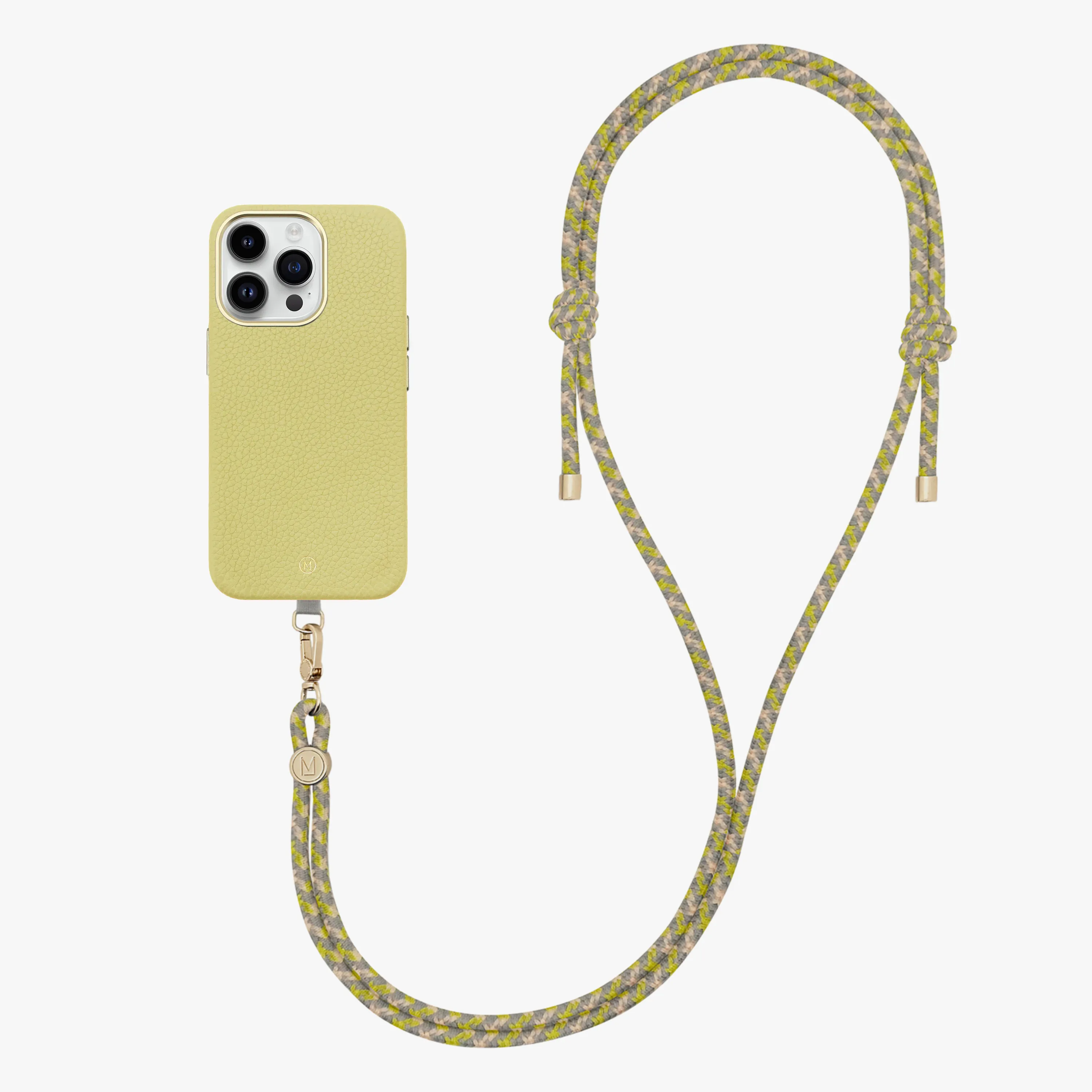 iPhone 14 Plus Leather MagSafe Case with Crossbody Rope Strap