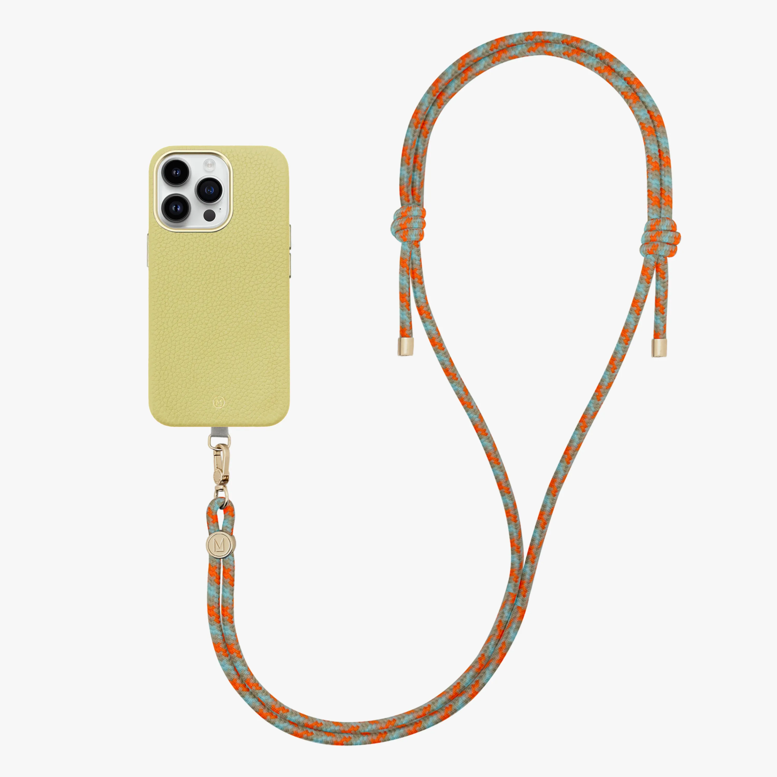 iPhone 14 Plus Leather MagSafe Case with Crossbody Rope Strap