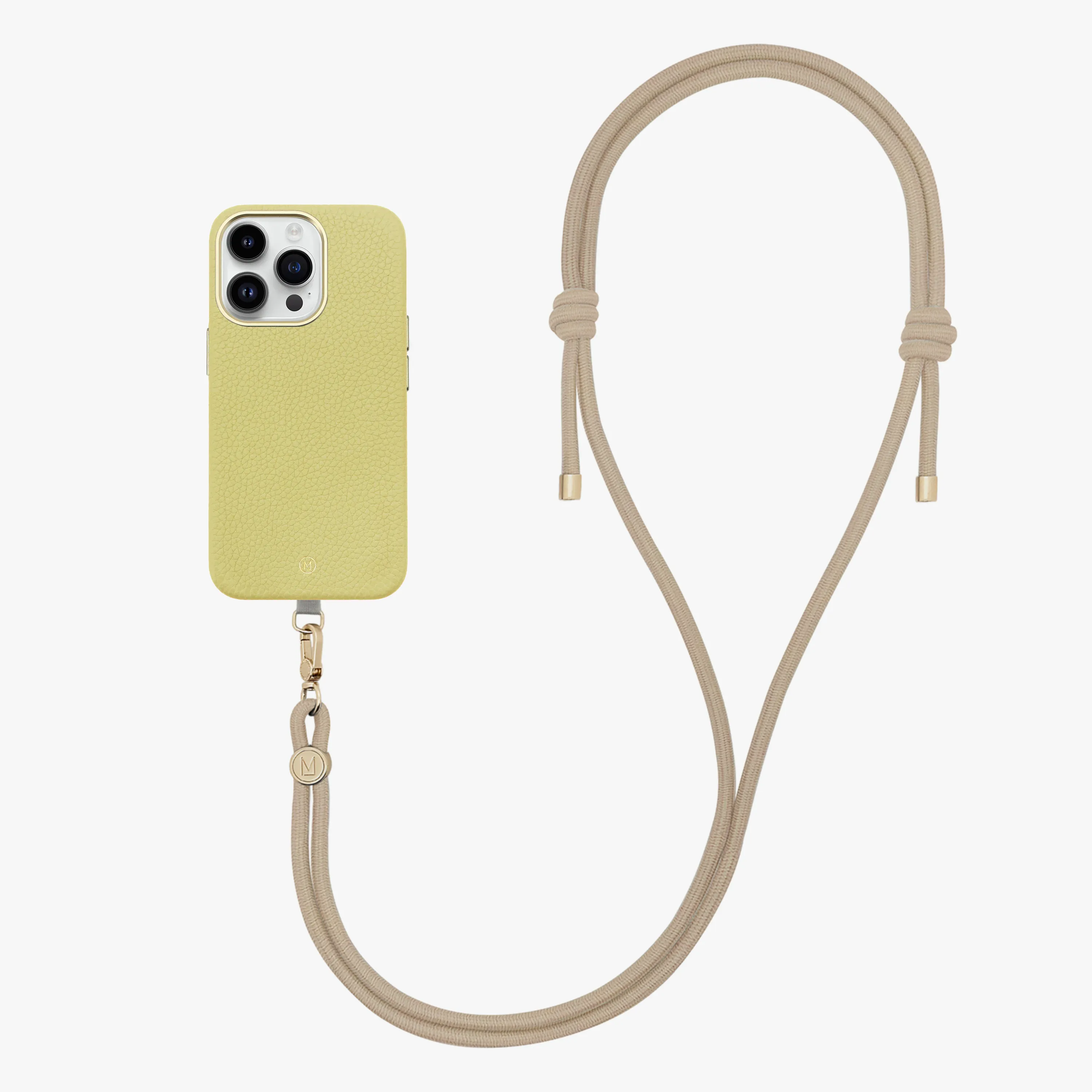 iPhone 14 Plus Leather MagSafe Case with Crossbody Rope Strap