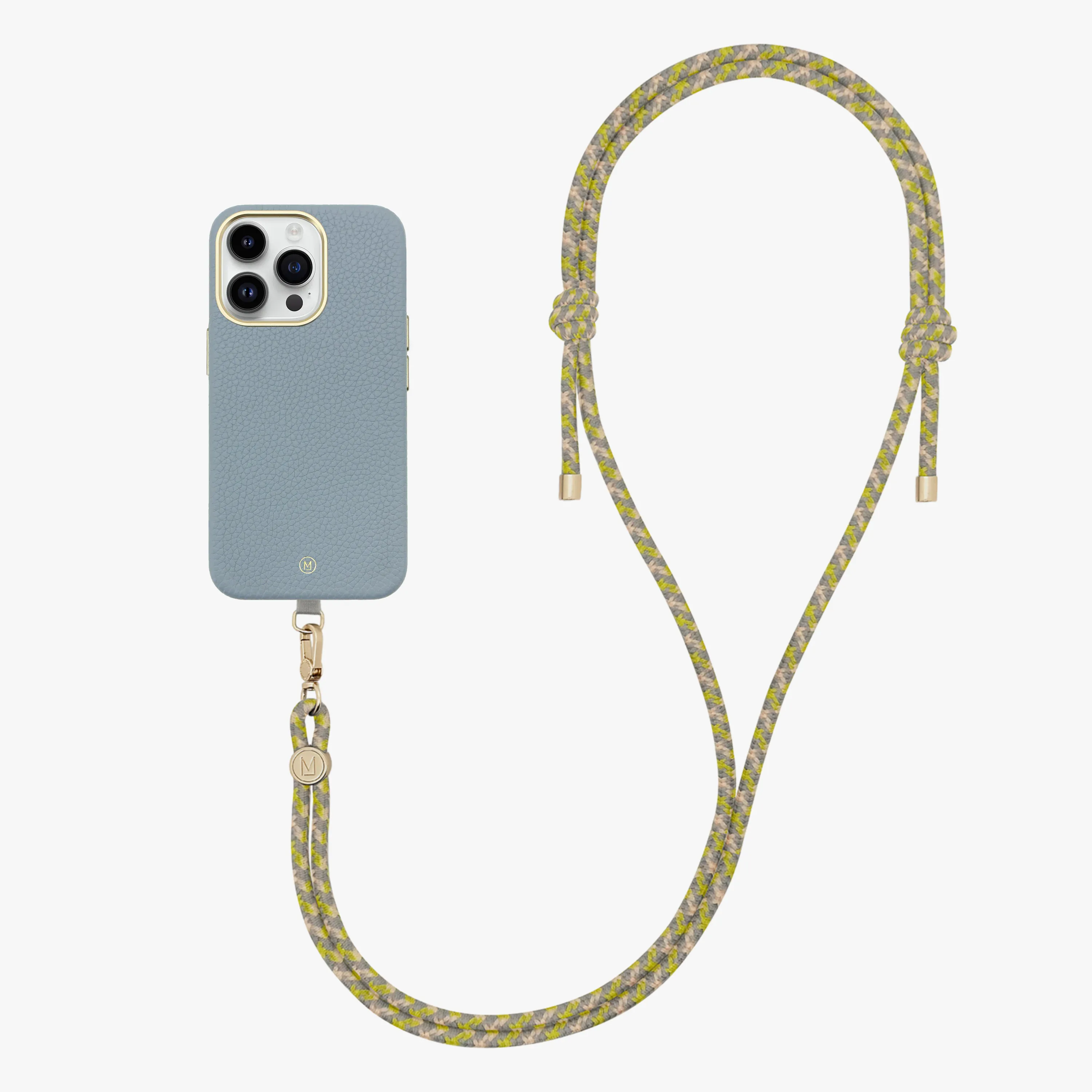 iPhone 14 Plus Leather MagSafe Case with Crossbody Rope Strap