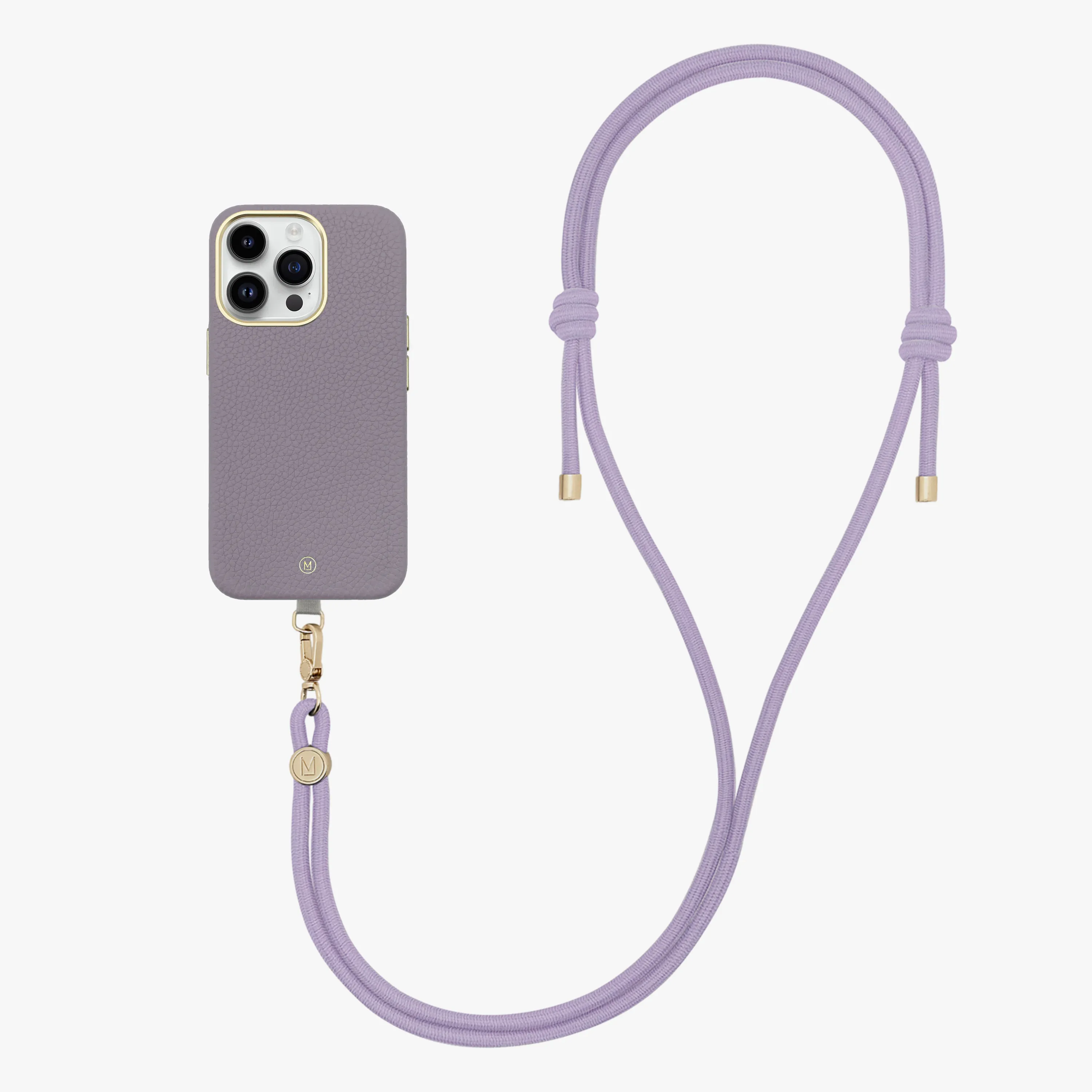 iPhone 14 Plus Leather MagSafe Case with Crossbody Rope Strap