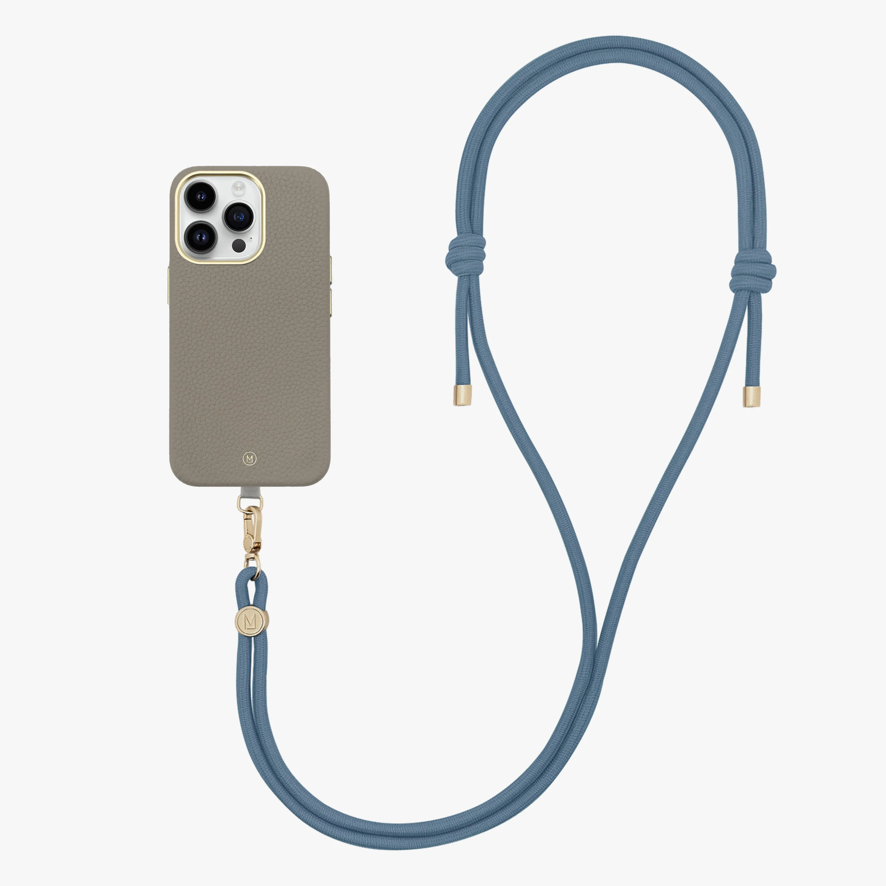 iPhone 14 Plus Leather MagSafe Case with Crossbody Rope Strap