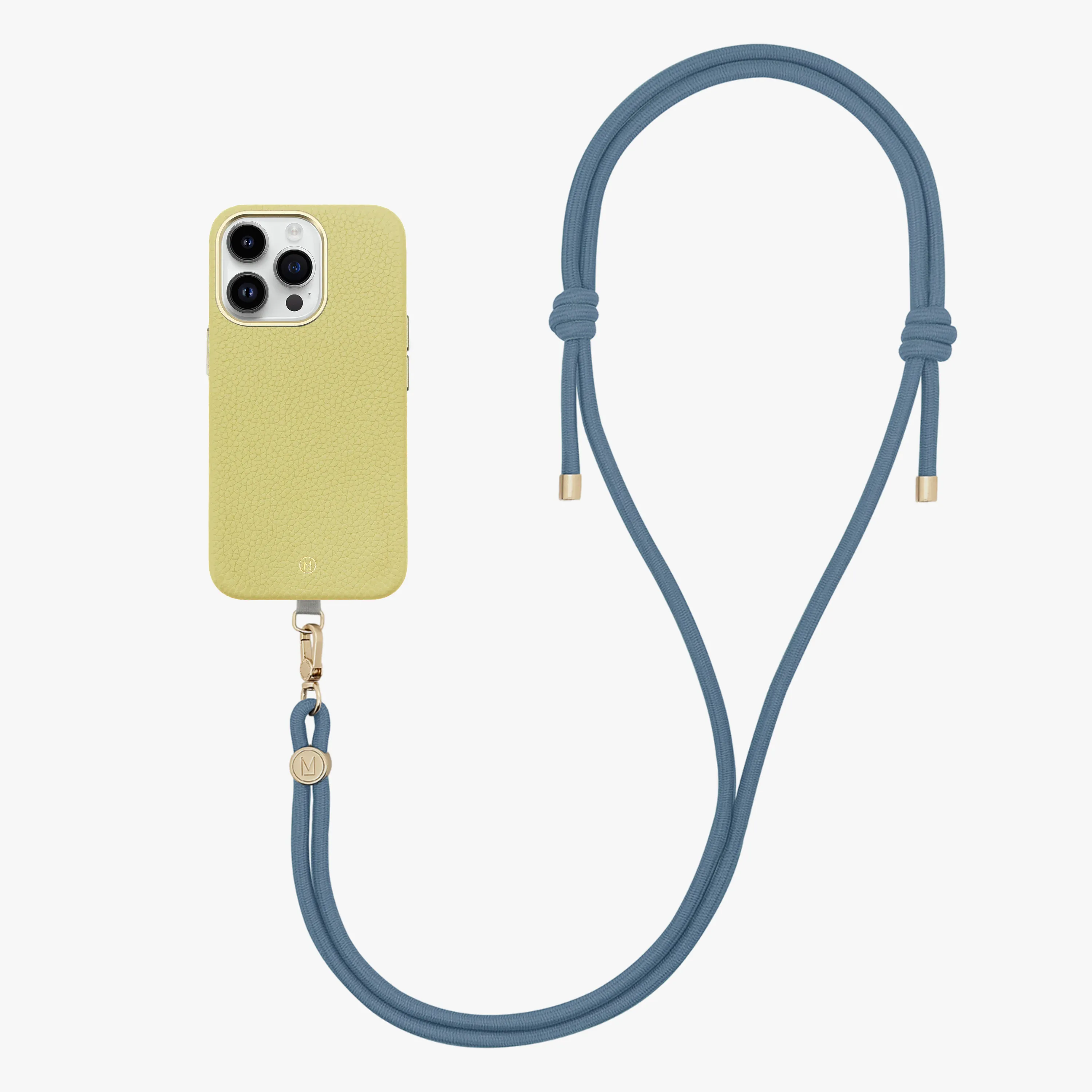 iPhone 14 Plus Leather MagSafe Case with Crossbody Rope Strap