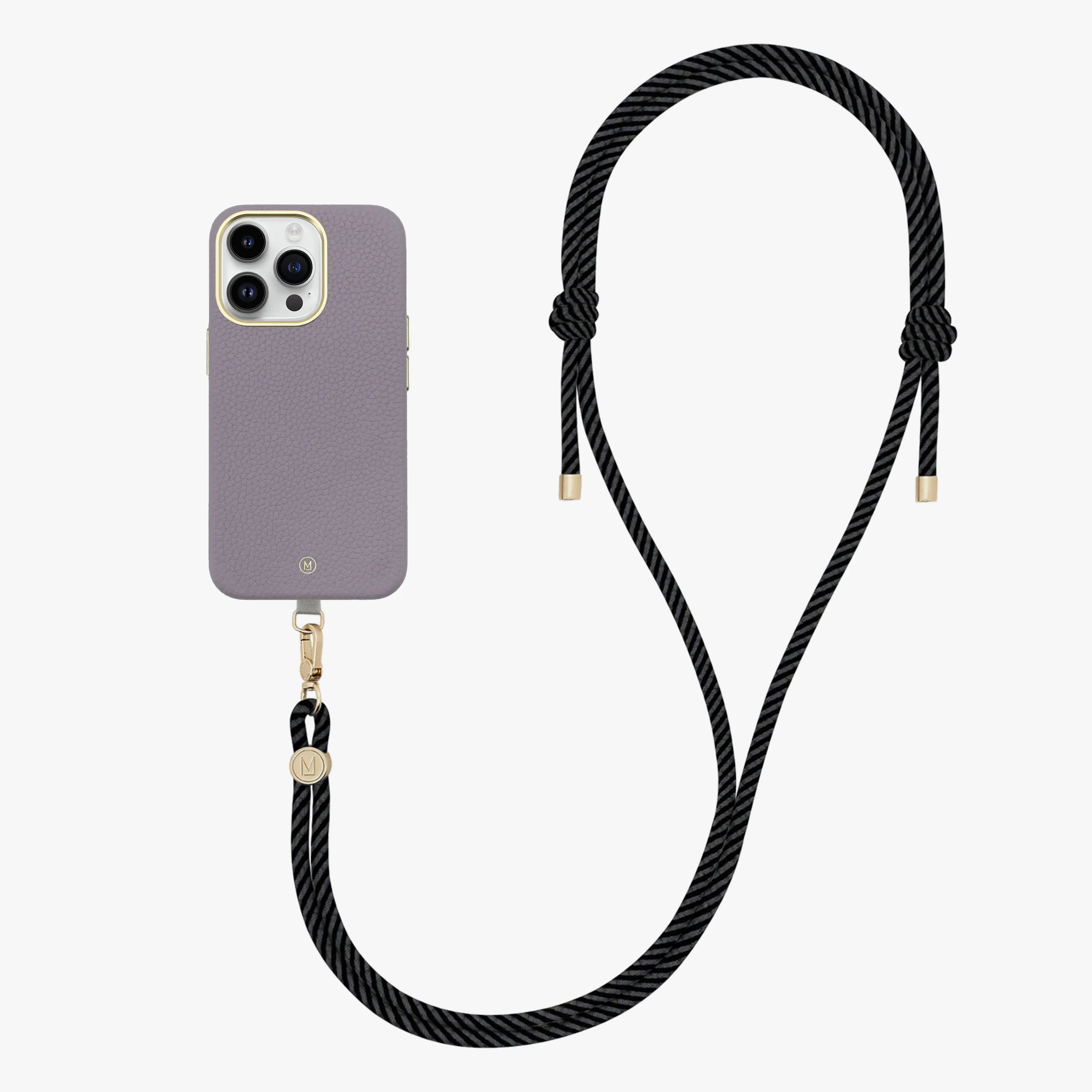iPhone 14 Plus Leather MagSafe Case with Crossbody Rope Strap