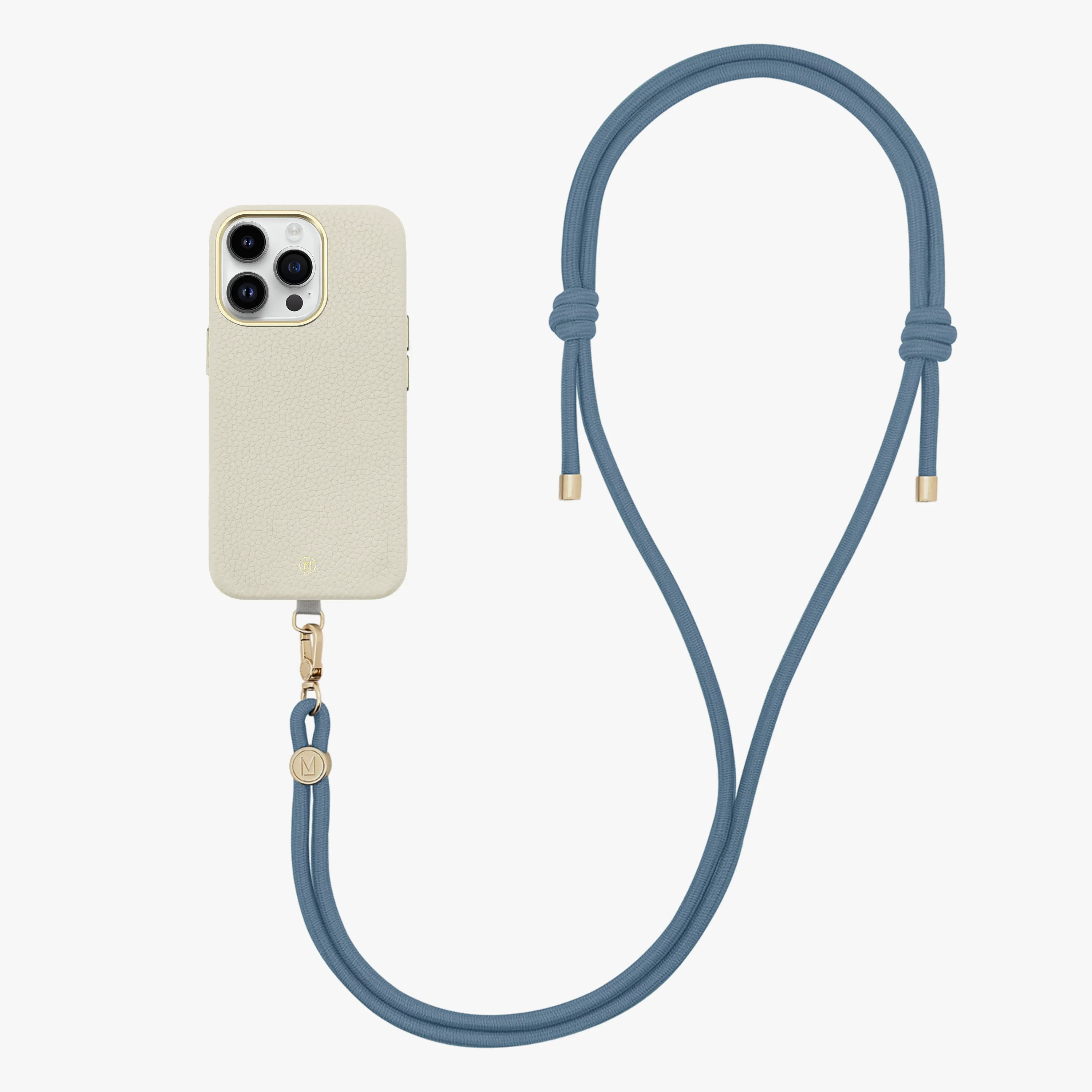 iPhone 14 Plus Leather MagSafe Case with Crossbody Rope Strap