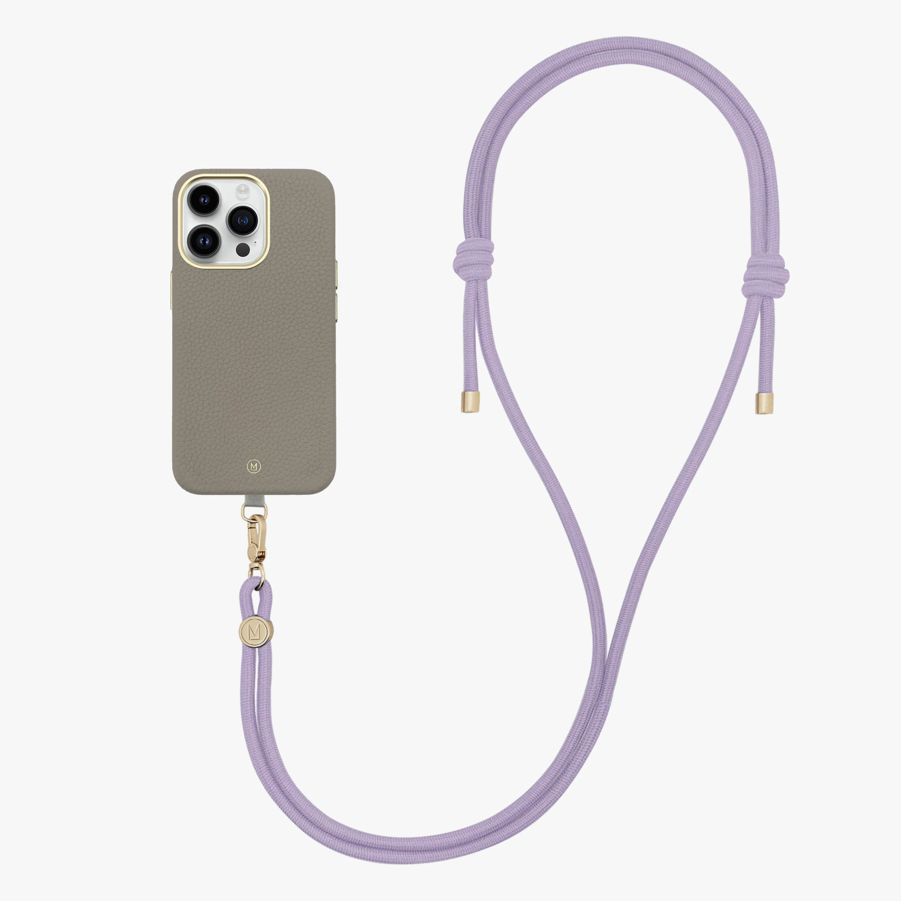 iPhone 14 Plus Leather MagSafe Case with Crossbody Rope Strap