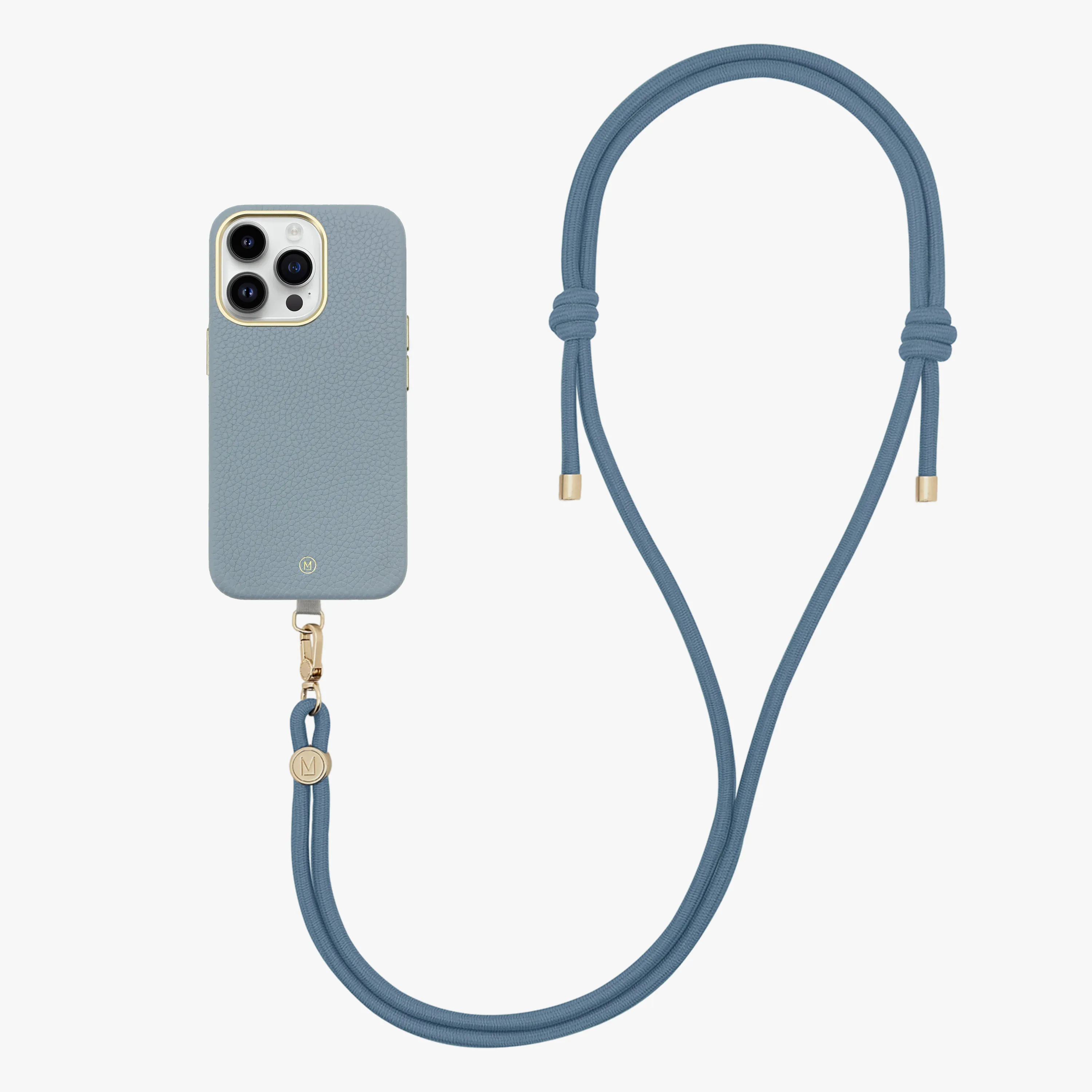 iPhone 14 Plus Leather MagSafe Case with Crossbody Rope Strap