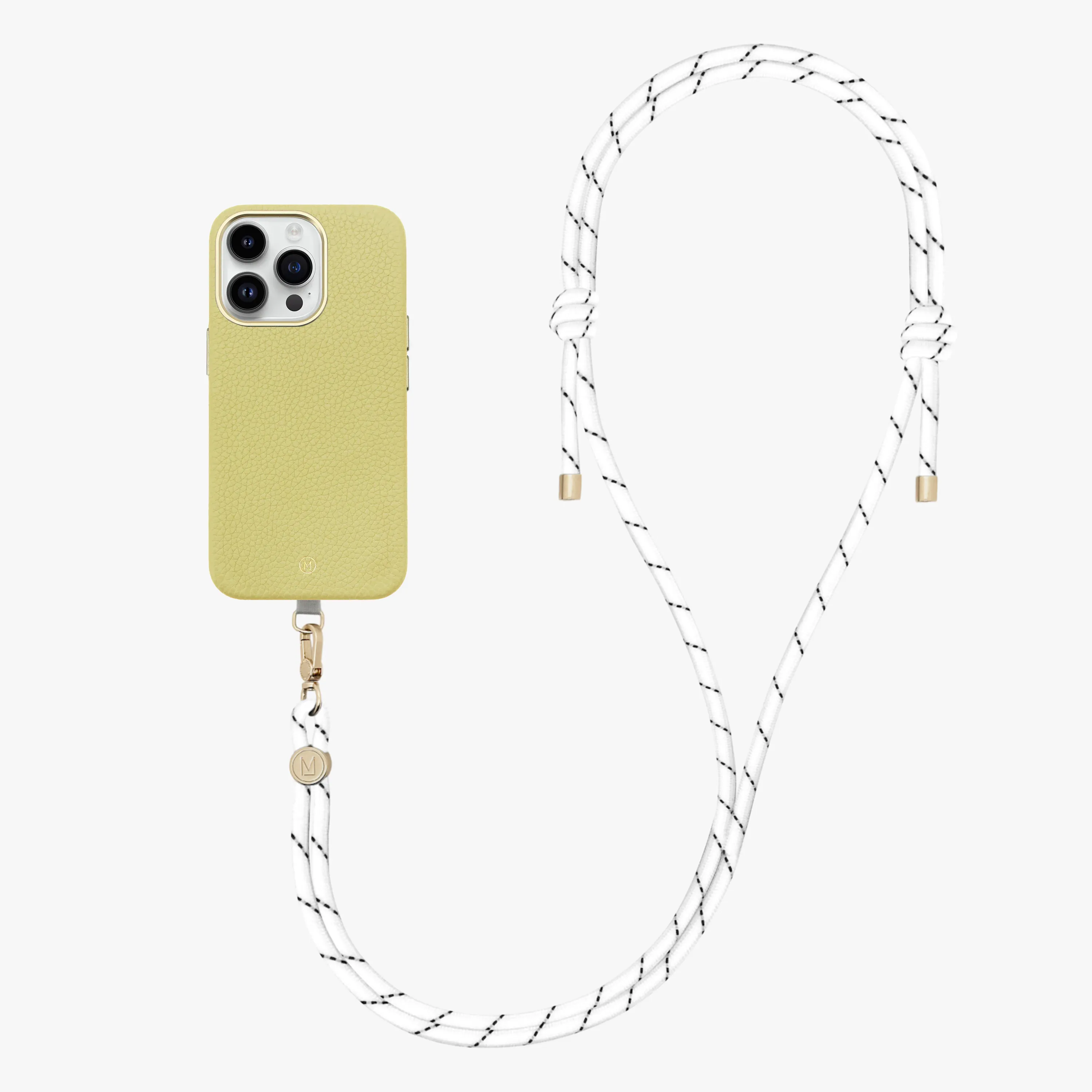 iPhone 14 Plus Leather MagSafe Case with Crossbody Rope Strap
