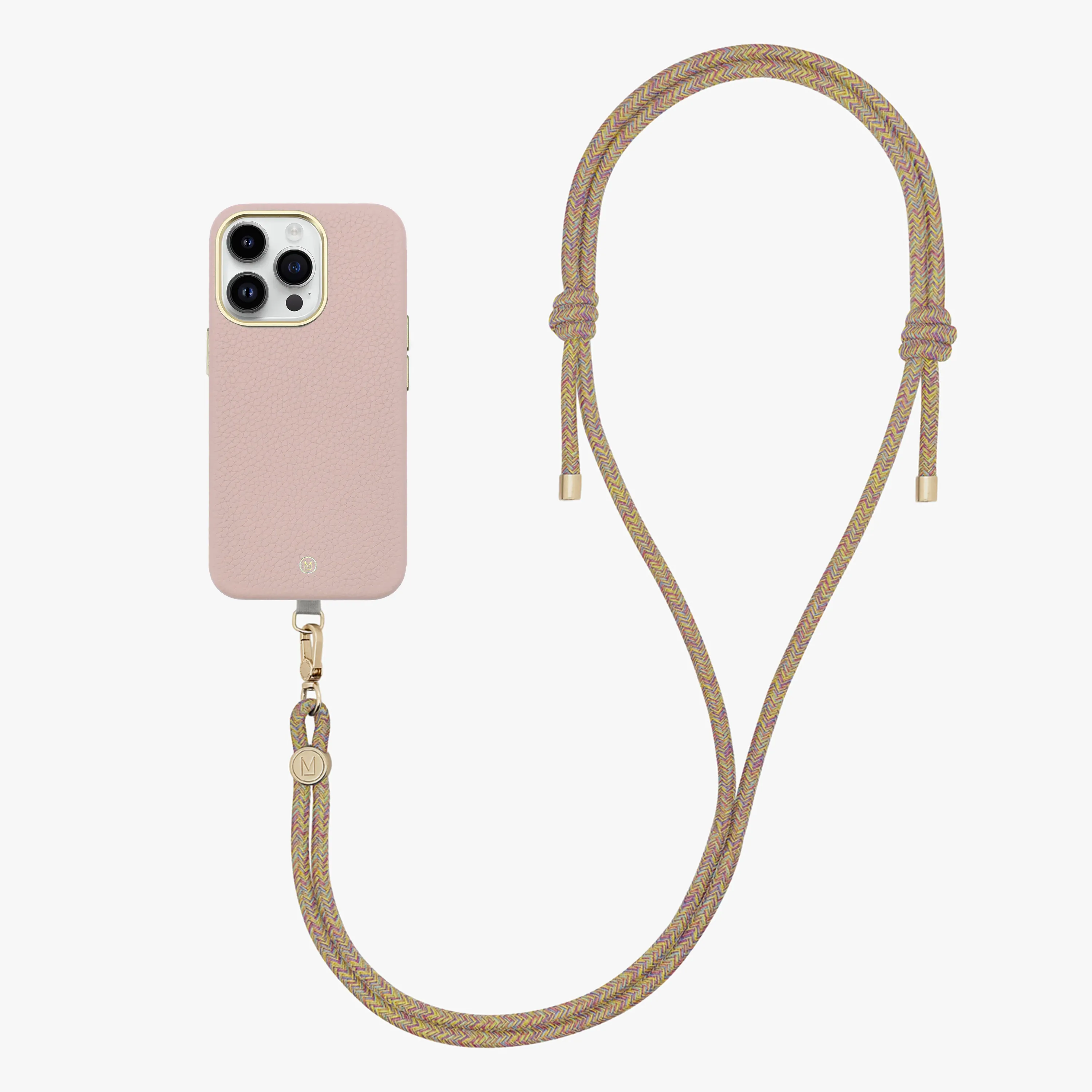 iPhone 14 Plus Leather MagSafe Case with Crossbody Rope Strap