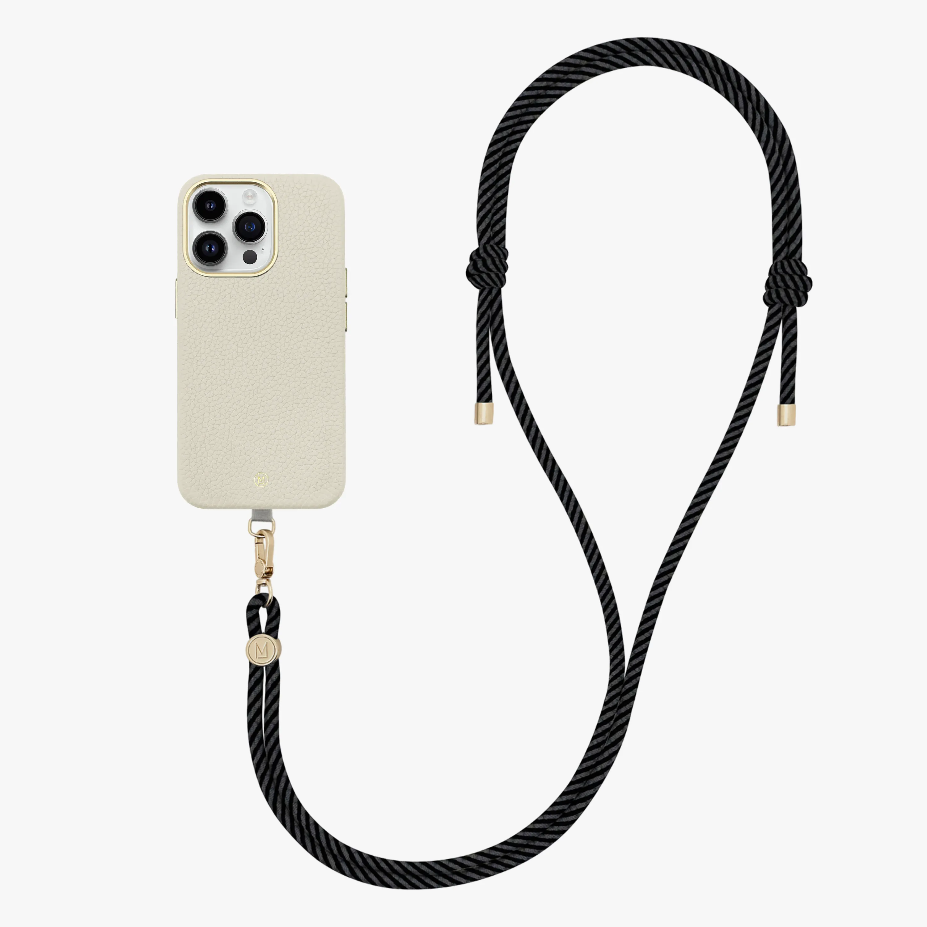 iPhone 14 Plus Leather MagSafe Case with Crossbody Rope Strap