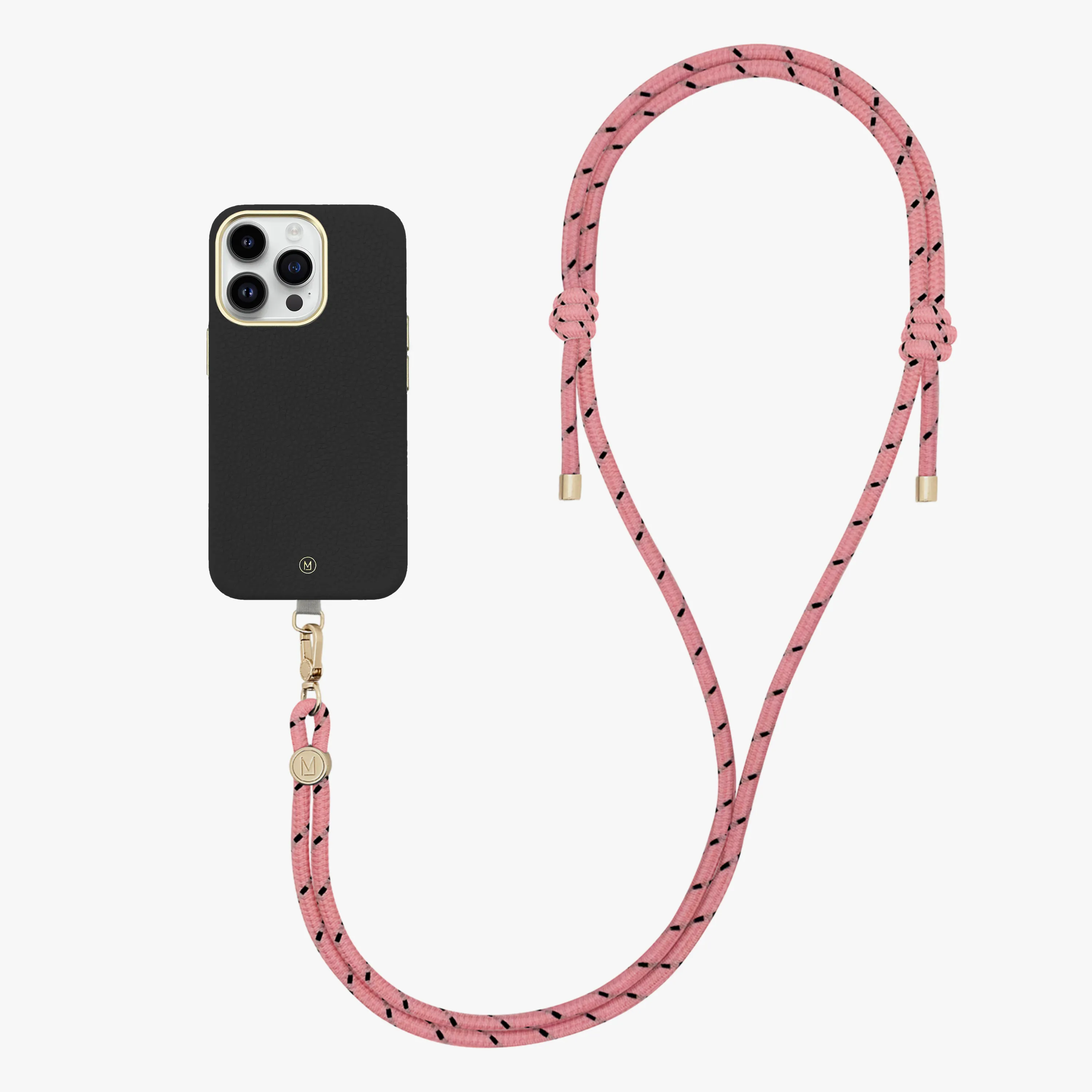 iPhone 14 Plus Leather MagSafe Case with Crossbody Rope Strap