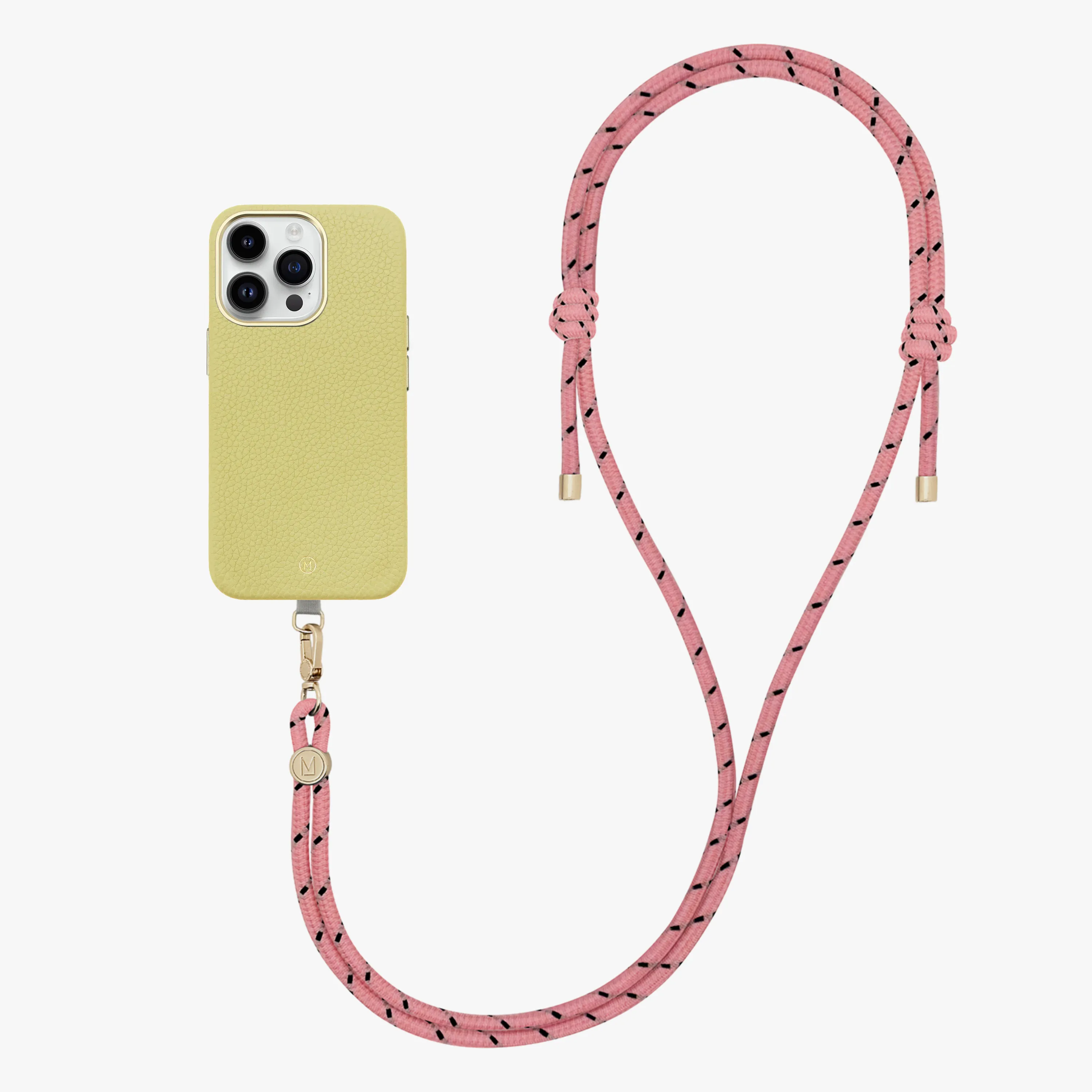 iPhone 14 Plus Leather MagSafe Case with Crossbody Rope Strap