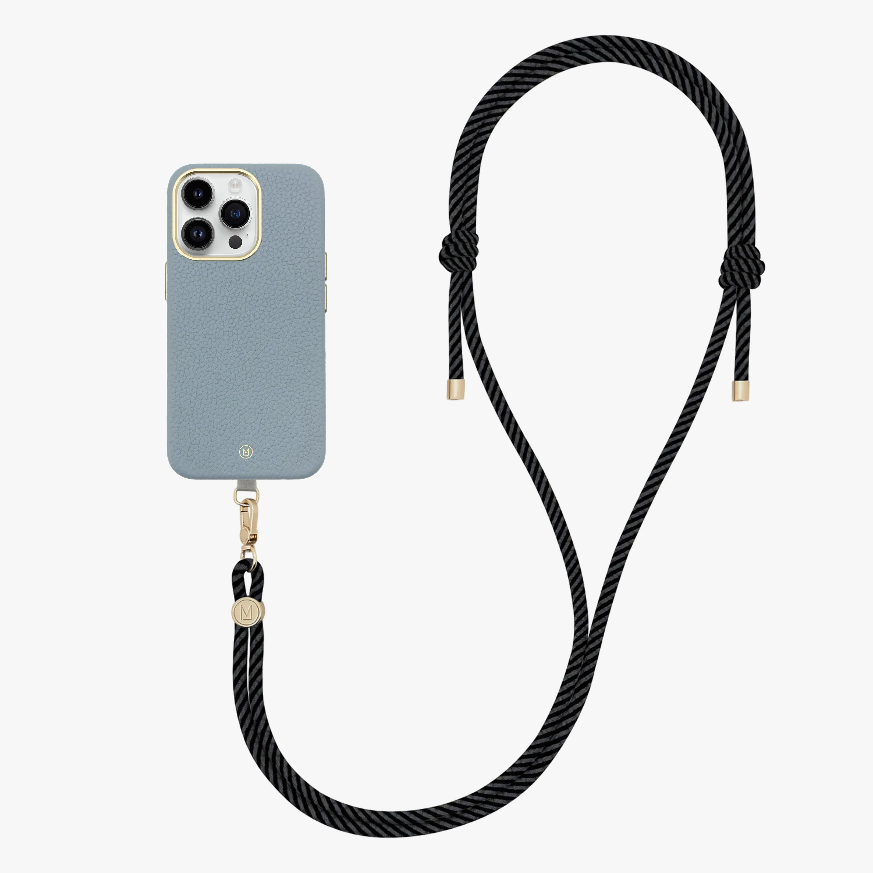 iPhone 14 Plus Leather MagSafe Case with Crossbody Rope Strap