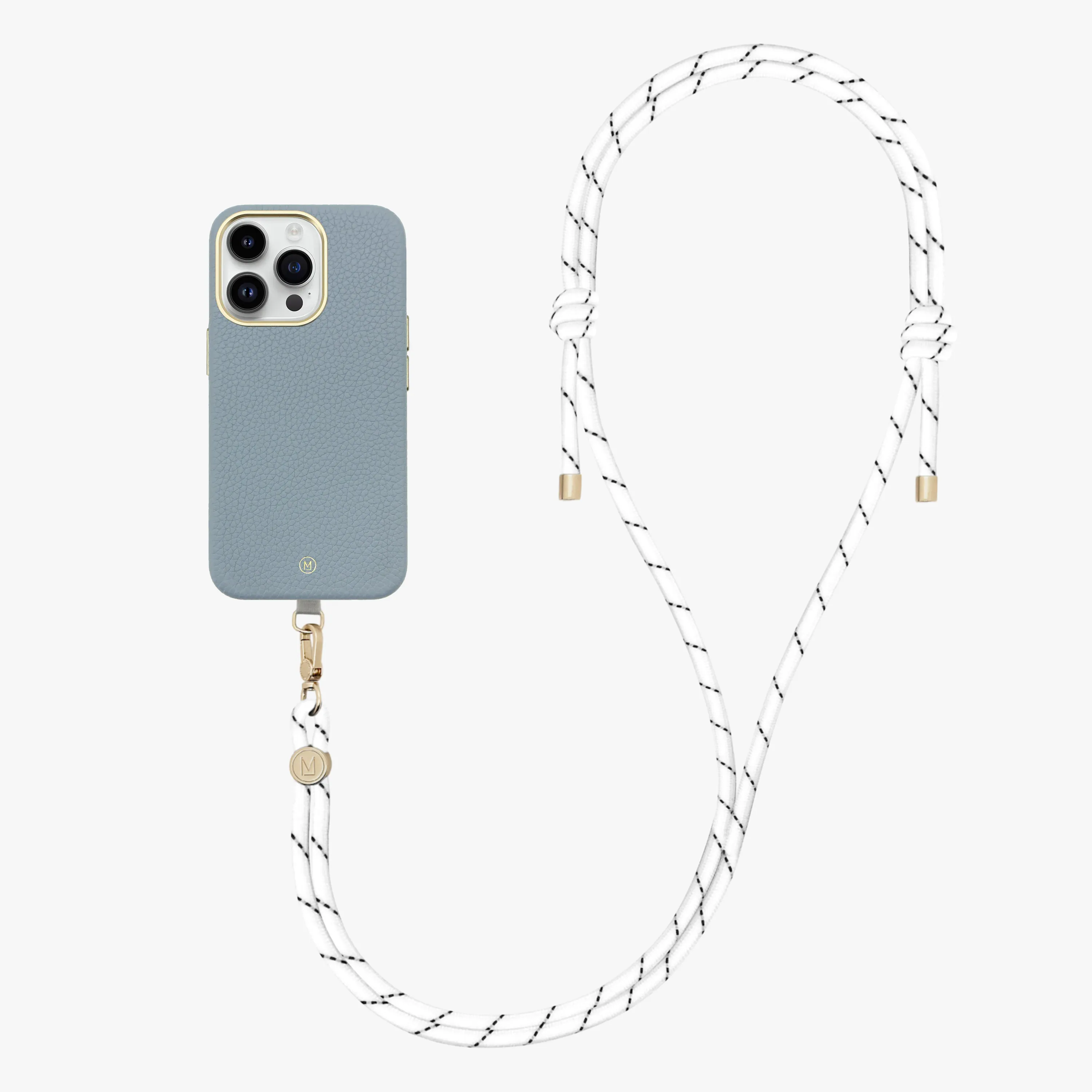 iPhone 14 Plus Leather MagSafe Case with Crossbody Rope Strap