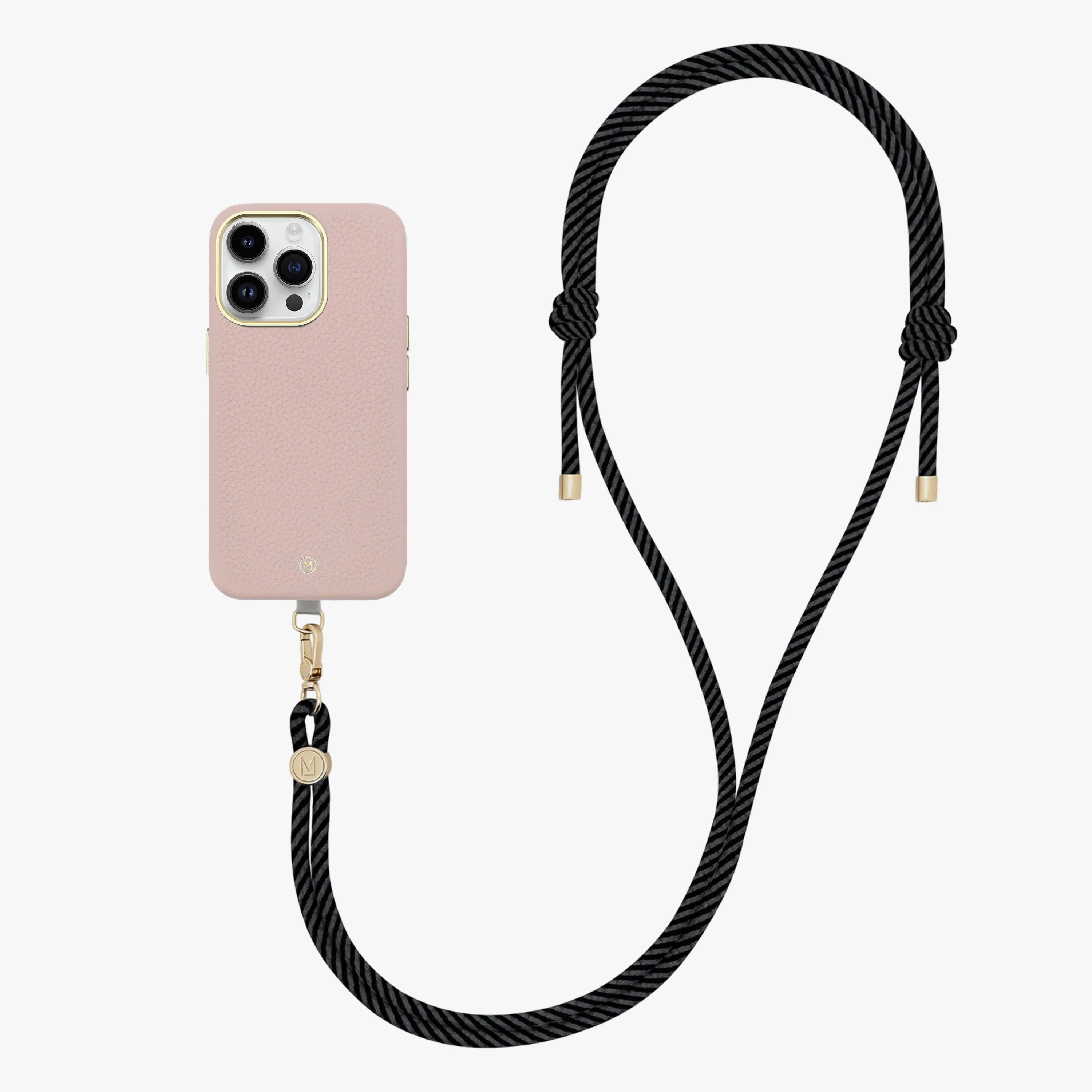 iPhone 14 Plus Leather MagSafe Case with Crossbody Rope Strap