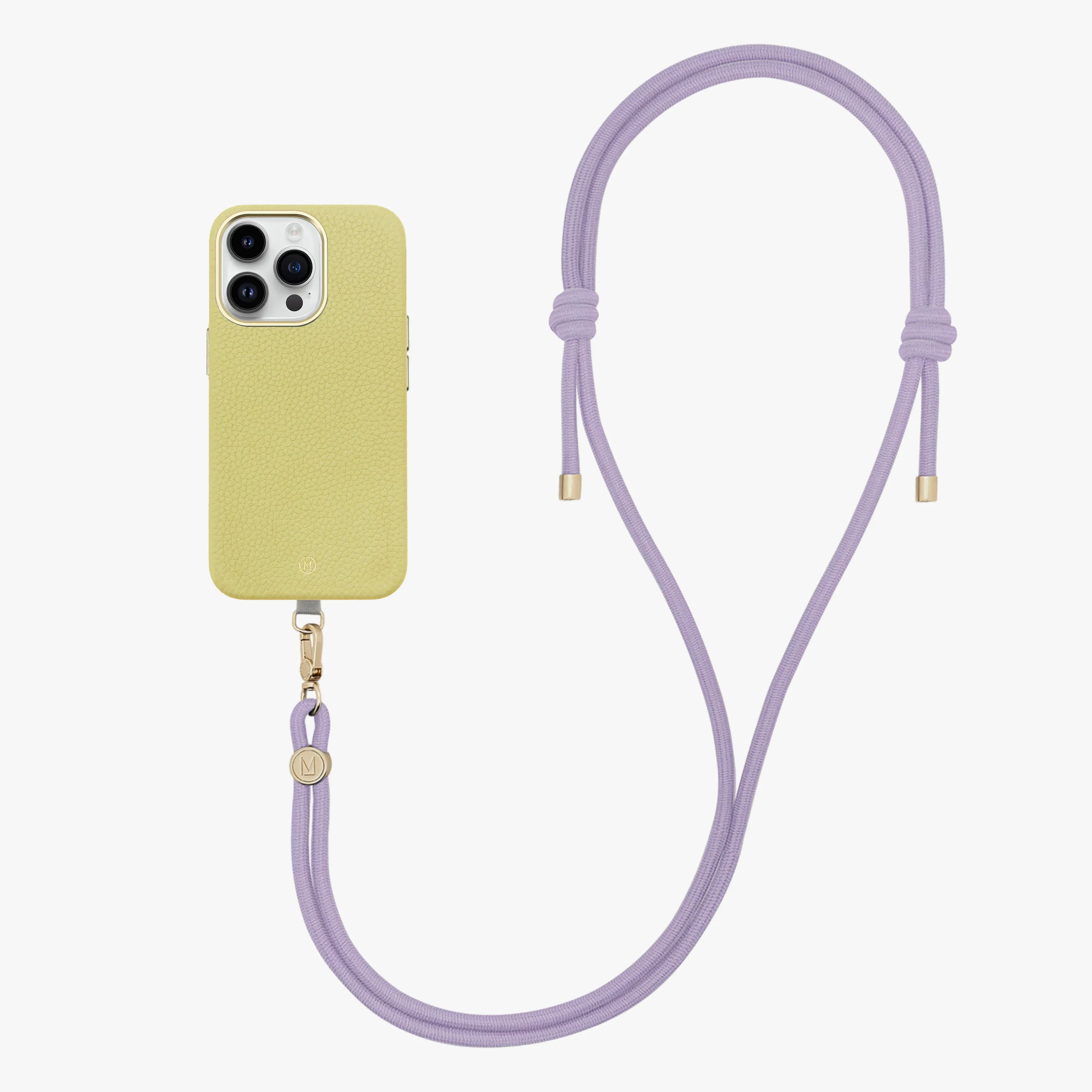 iPhone 14 Plus Leather MagSafe Case with Crossbody Rope Strap