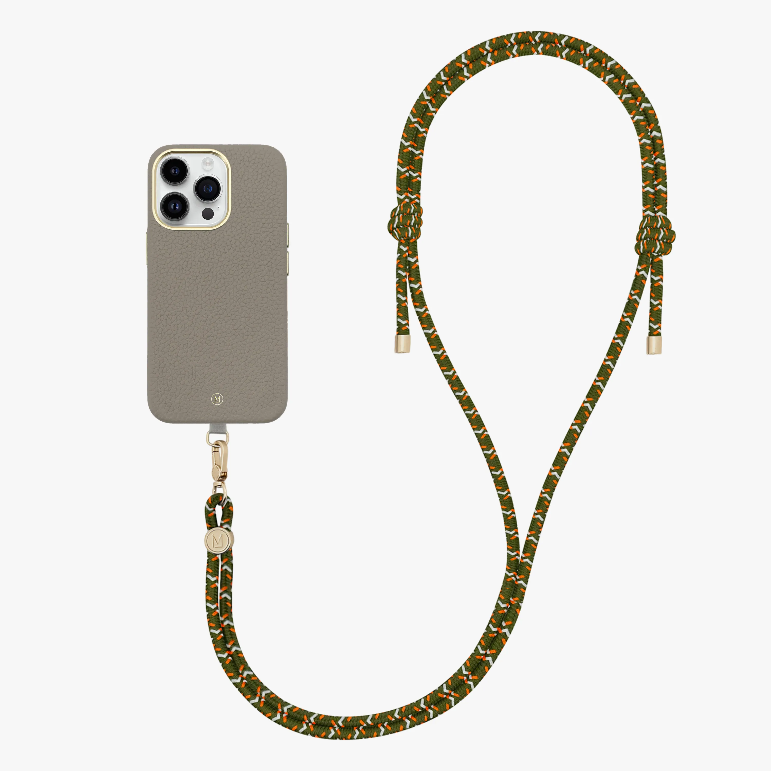 iPhone 14 Plus Leather MagSafe Case with Crossbody Rope Strap