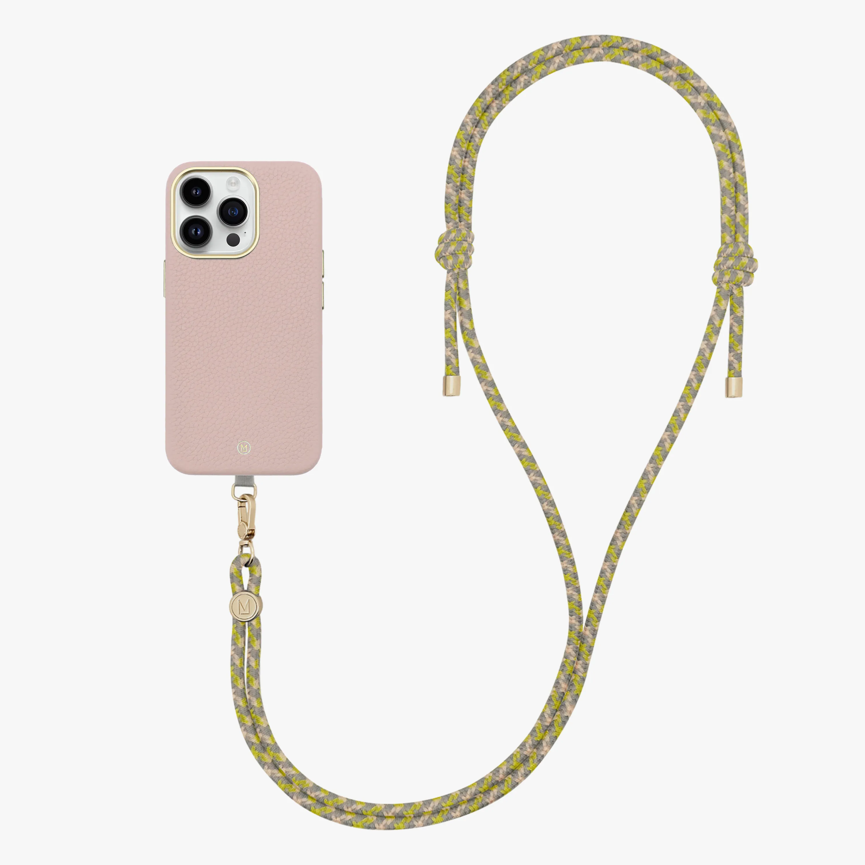 iPhone 14 Plus Leather MagSafe Case with Crossbody Rope Strap