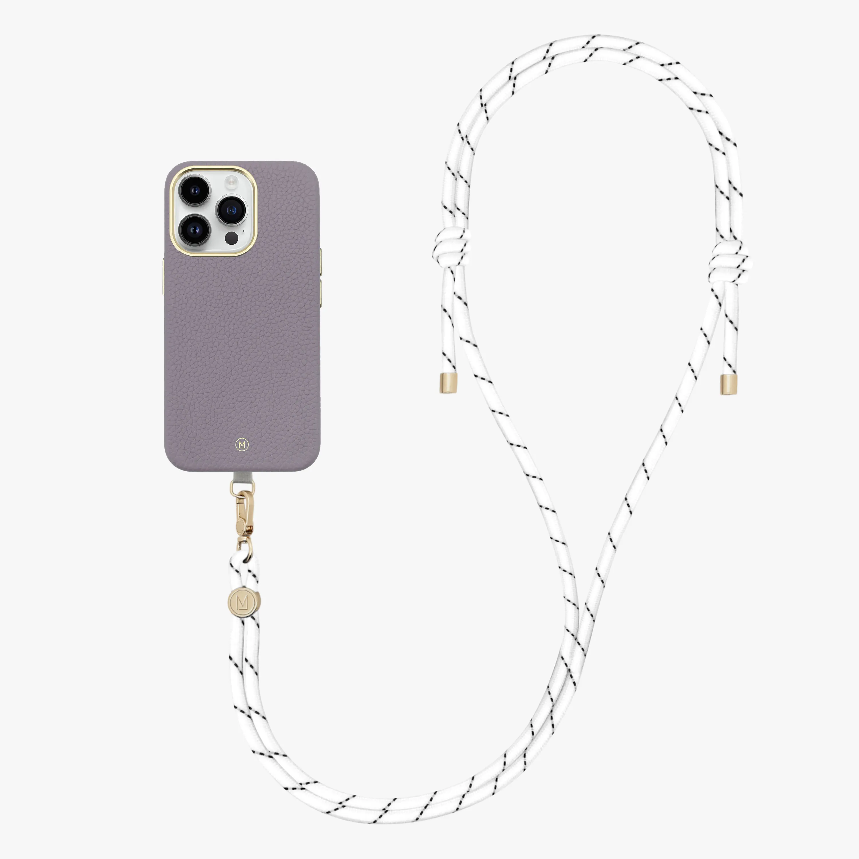 iPhone 14 Plus Leather MagSafe Case with Crossbody Rope Strap